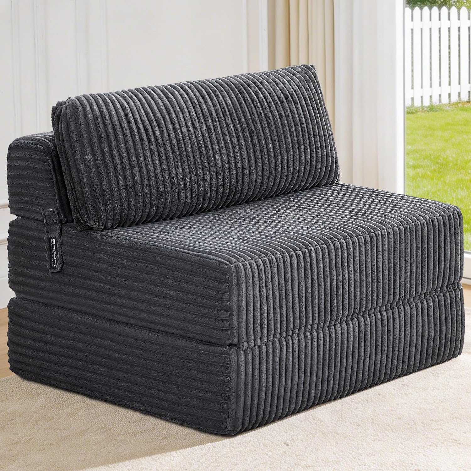 Folding Sofa Bed Convertible 4 in 1 Sleeper Chair Gray Single - Image 23