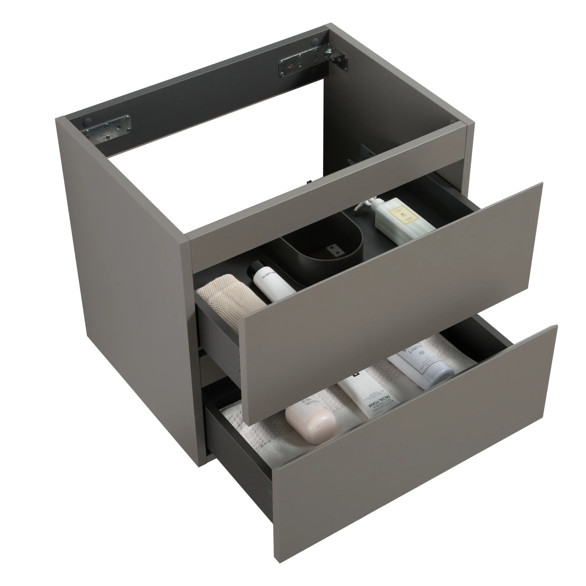 Wall Mount Bathroom Cabinet Without Basin, Gray Two-Drawer Storage Unit with Pre-Assembled Design for Space-Saving Modern Bathrooms - Image 6