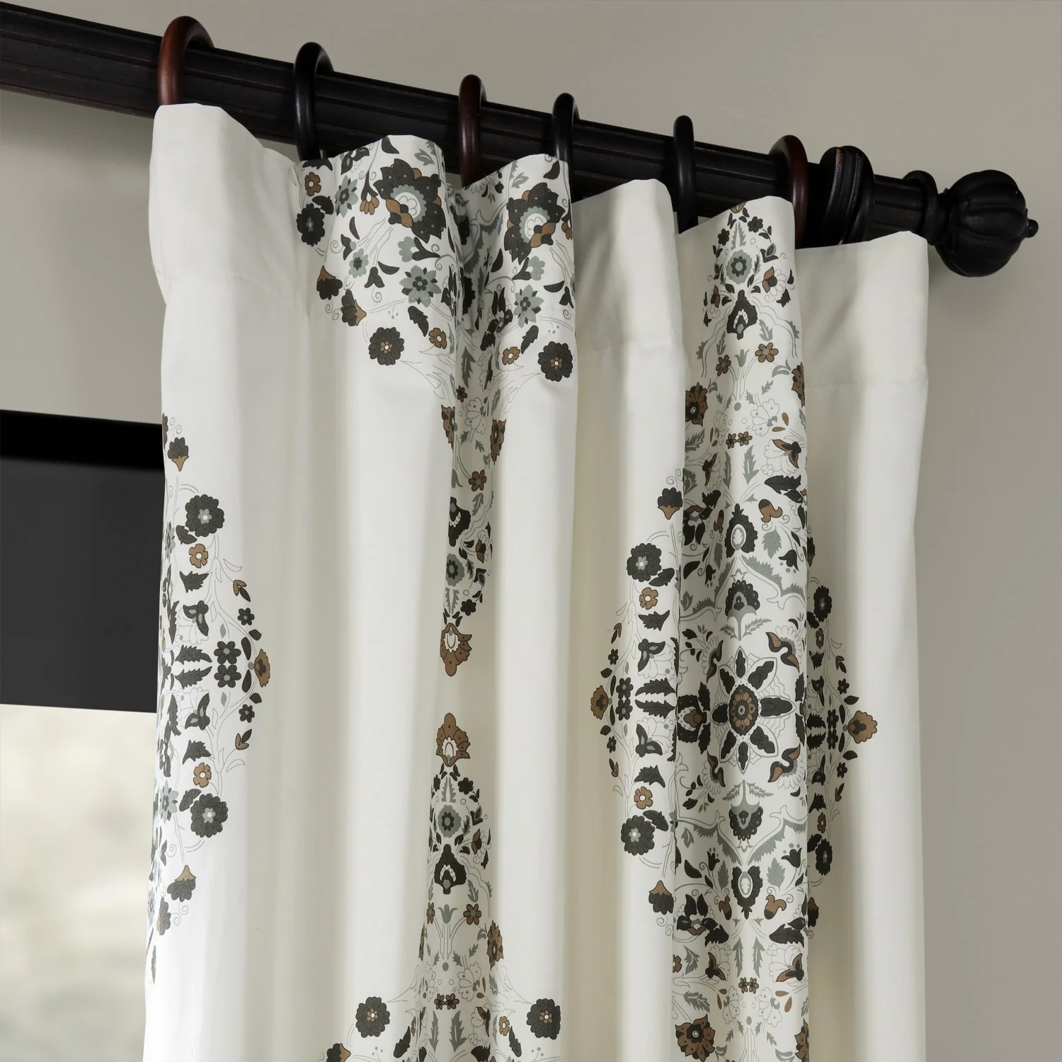 Medallion Damask Printed Cotton Room Darkening Curtain Panel, 1 Piece - Image 16
