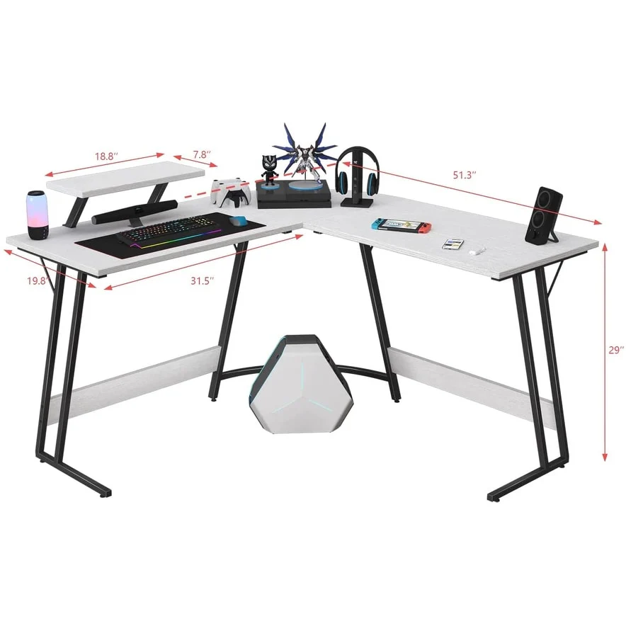 L Shaped Gaming Desk, Corner Computer PC Workstation for Gaming, Home Office and Study - Image 2