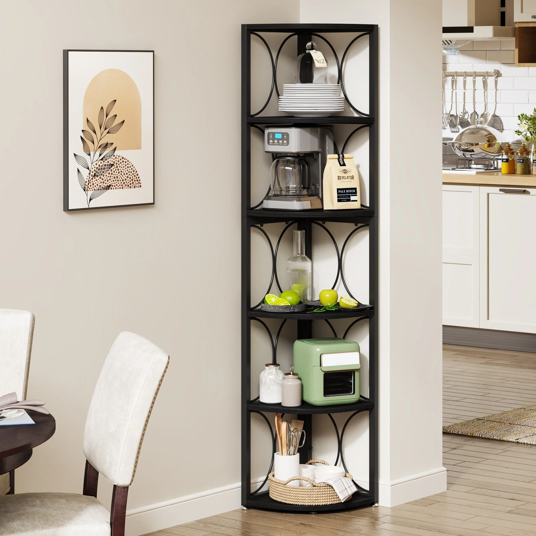 67 Inch Tall Corner Shelf, Freestanding Corner Bookshelf and Storage Shelving Unit - Image 16