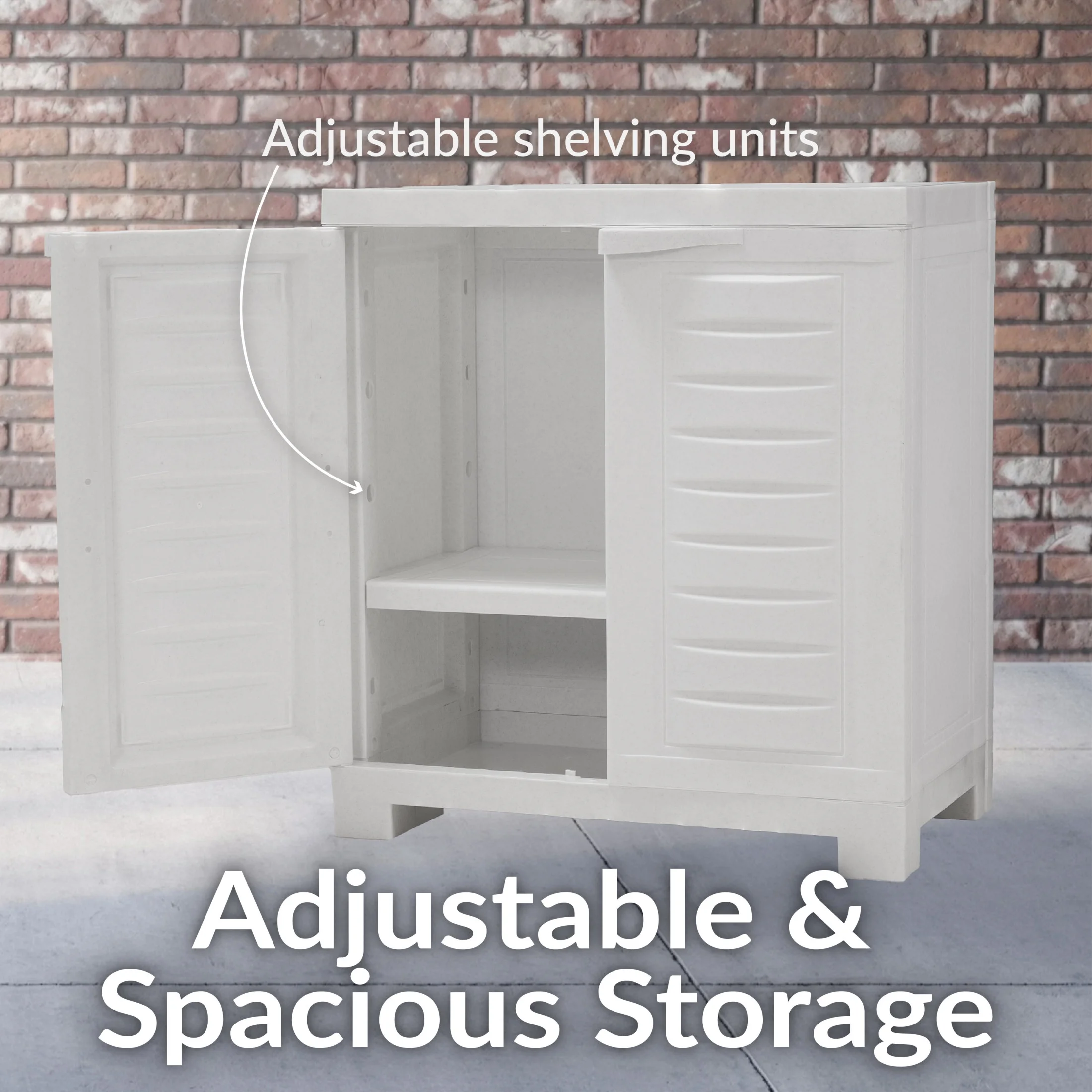 Sunnydaze Adjustable 25.5" Plastic 1-Shelf Freestanding Garage Storage Cabinet, Gray w/ Charcoal Trim - Image 21
