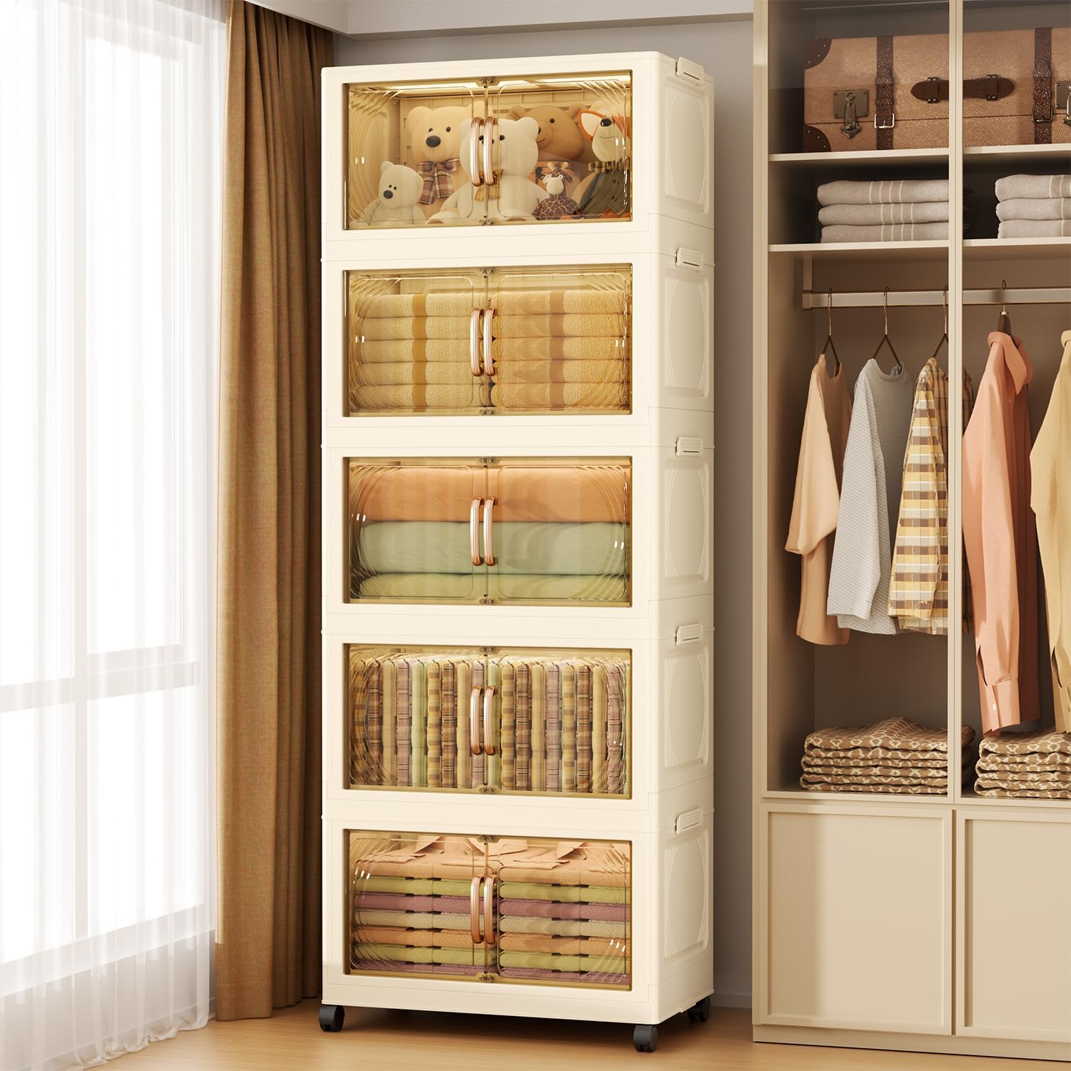 102QT 5-Tier Storage Bins with Lids for Home, Closet, Dorm
