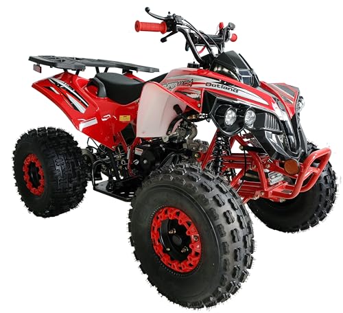 Upgraded 125cc ATV Sports Quad Youth Utility Style 125cc Fully Automatic with Reverse Gas 4 Wheeler Outlander ATVs Quads Big 19/18 inches Tires (Red)