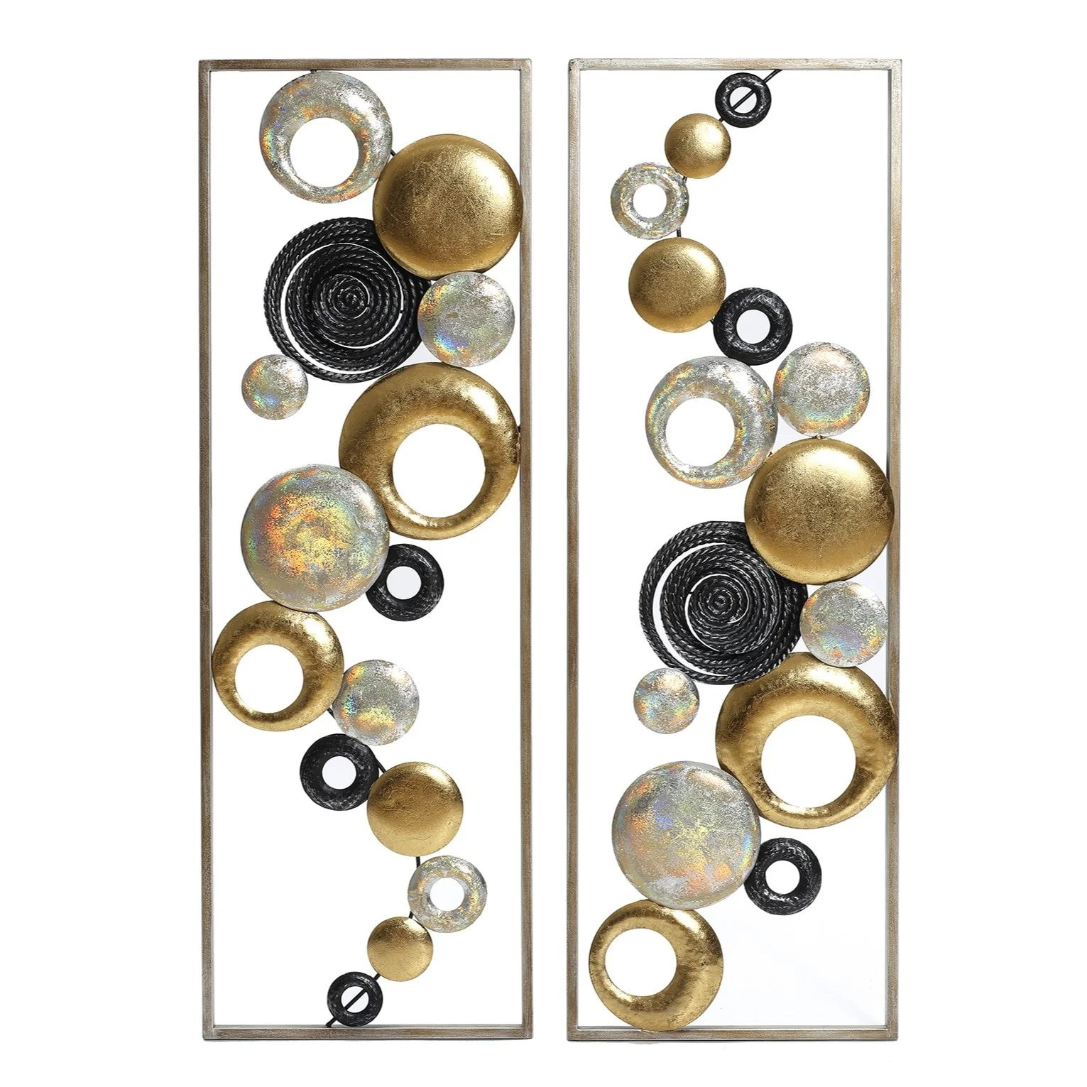Set of 2 Modern Multi-Color Abstract Metal Wall Decor Panels, Decorative Wall Art for Living Room and Bedroom - Image 2