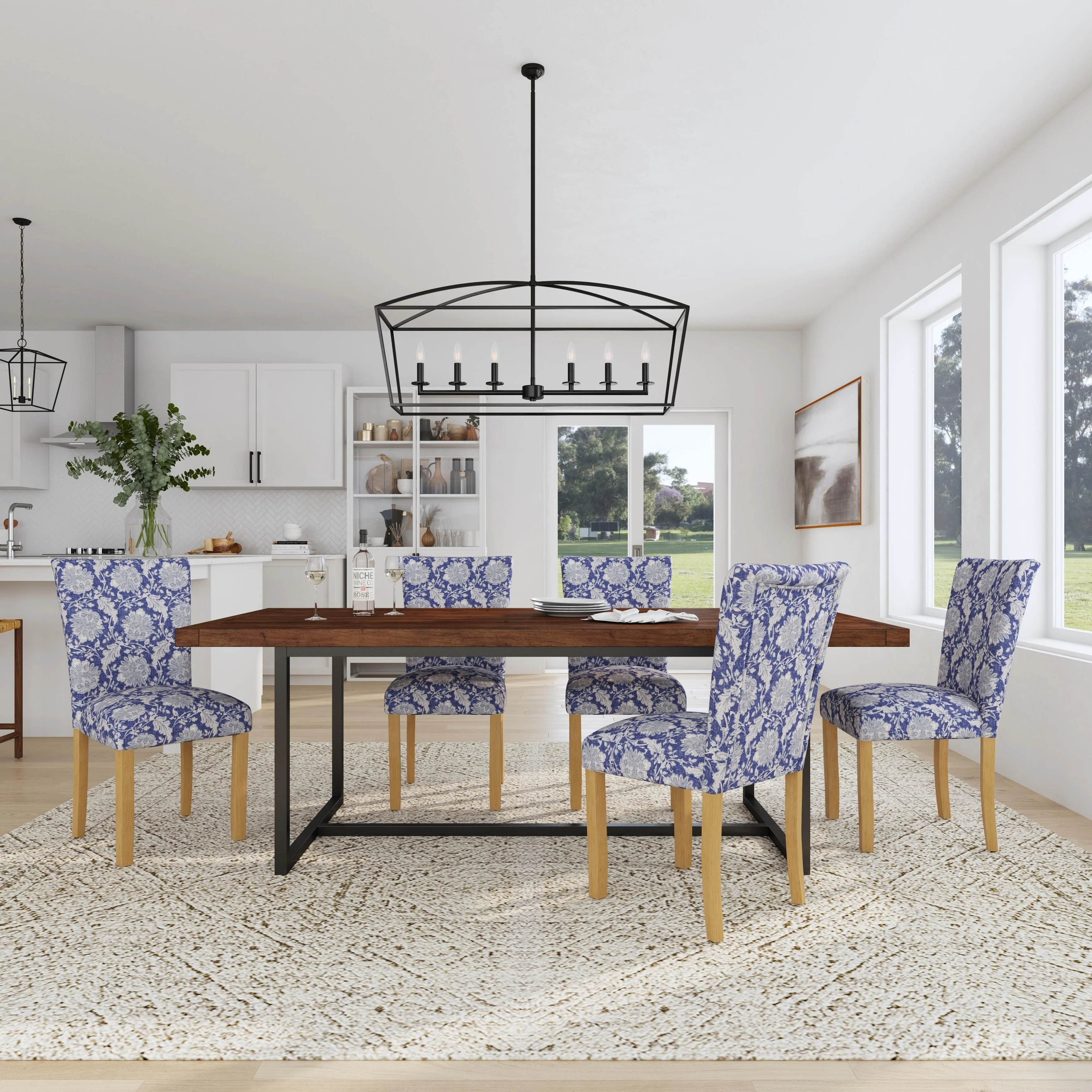 Set of 2 Upholstered Medallion Dining Chairs, Comfortable Parsons Style Chairs for Kitchen and Dining Room - Image 18