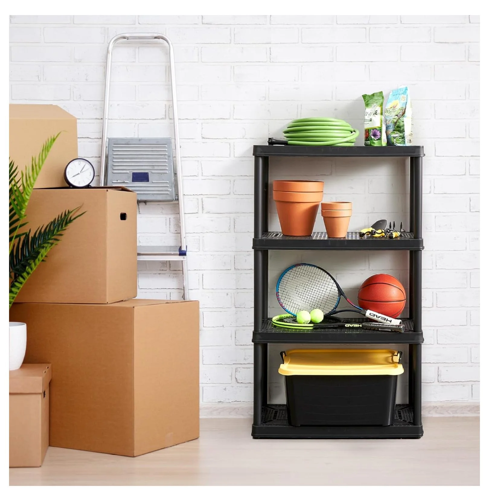 5 Shelf Knect-A-Shelf Ventilated Extra Heavy Duty Storage Unit Organizer System for Home, Garage, Basement, and Laundry, Black - Image 16