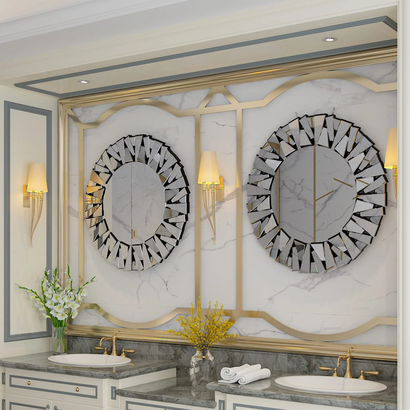 32 Inch Round Decorative Wall Mirror, Glass Accent Mirror for Home Decor - Image 3