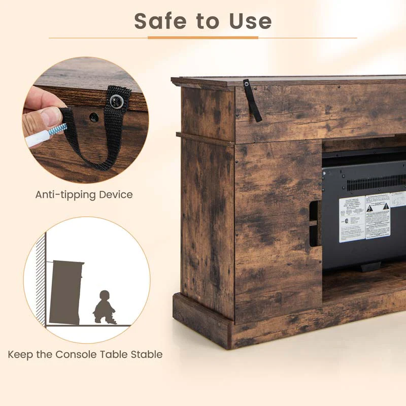 58" TV Console with 23" Fireplace Insert, Fireplace TV Stand for TVs up to 65 Inches, 1400W Electric Fireplace Heater - Image 30