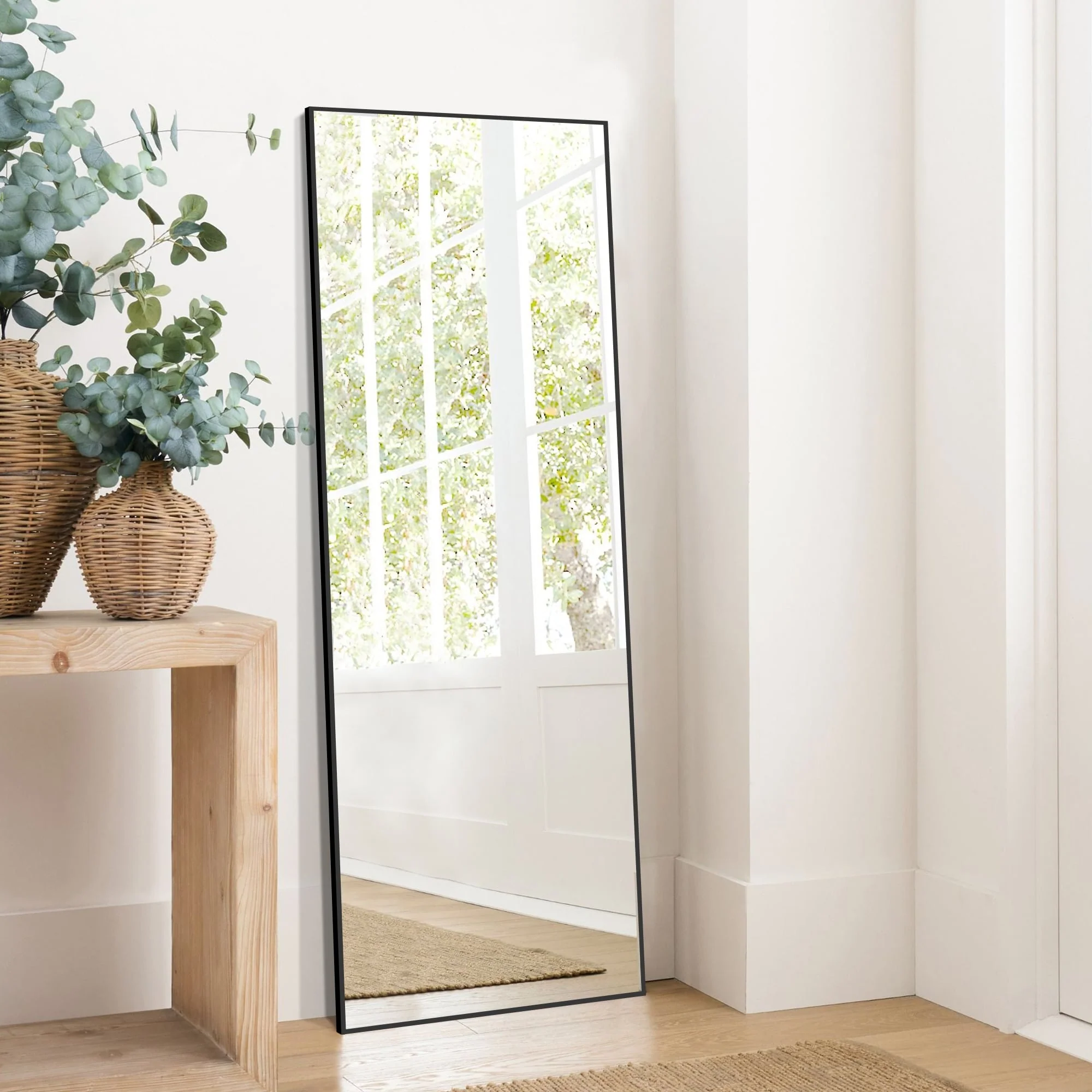 64x21 Full Length Floor Mirror, Large Full Body Aluminum Alloy Frame Standing Mirror with Stand and Wall Mount Option - Image 9