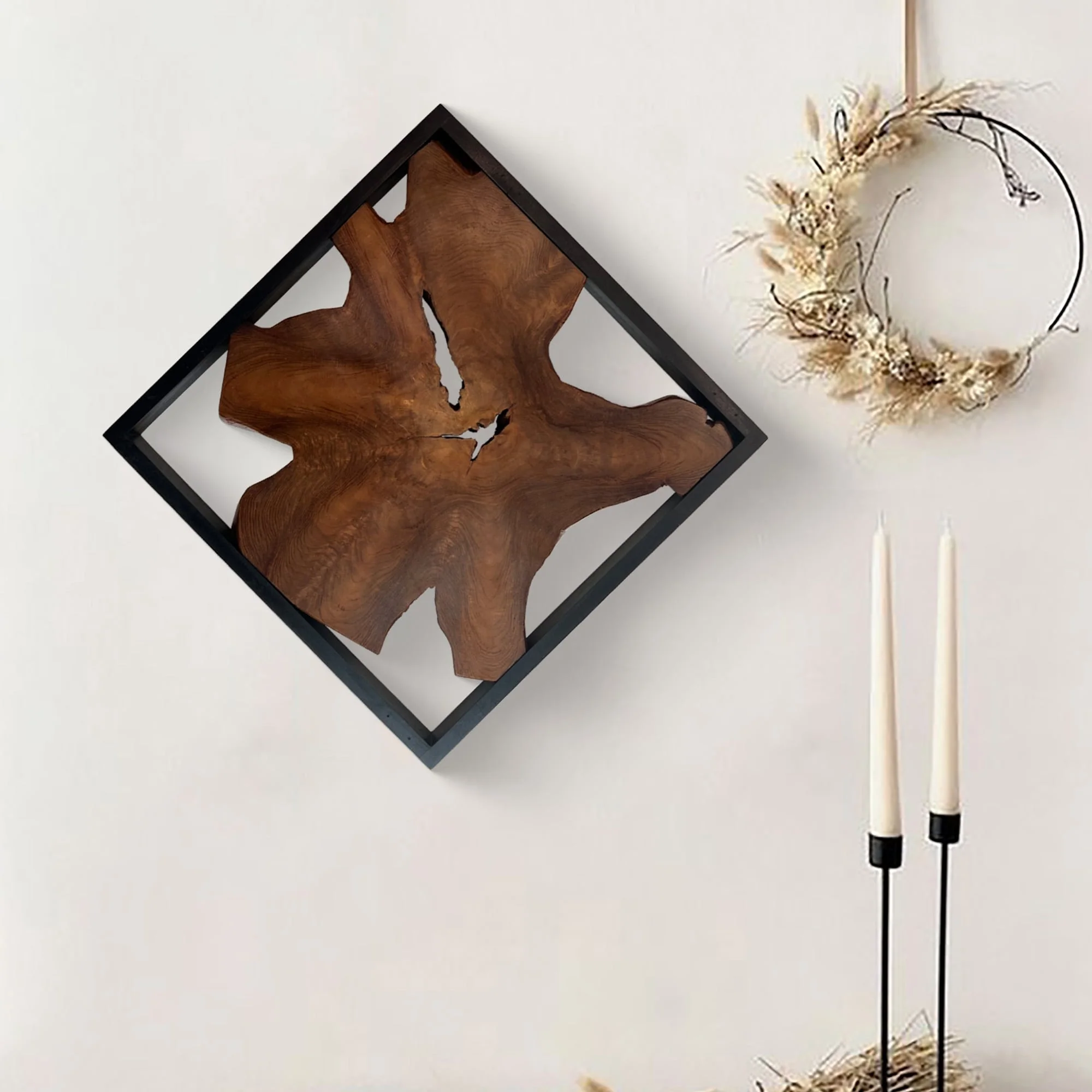 Abstract Live Edge Teak Wood Wall Sculpture, Natural Wooden Wall Art Decor for Living Room and Home Decoration - Image 3
