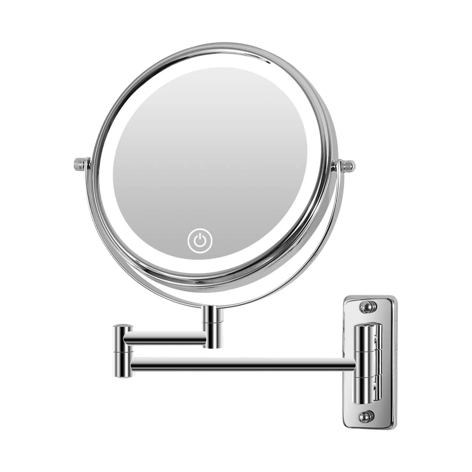 8 Inch Round Wall Mounted Makeup Mirror, Rechargeable, 1X/10X Magnification, 3-Color LED Lights - Image 3