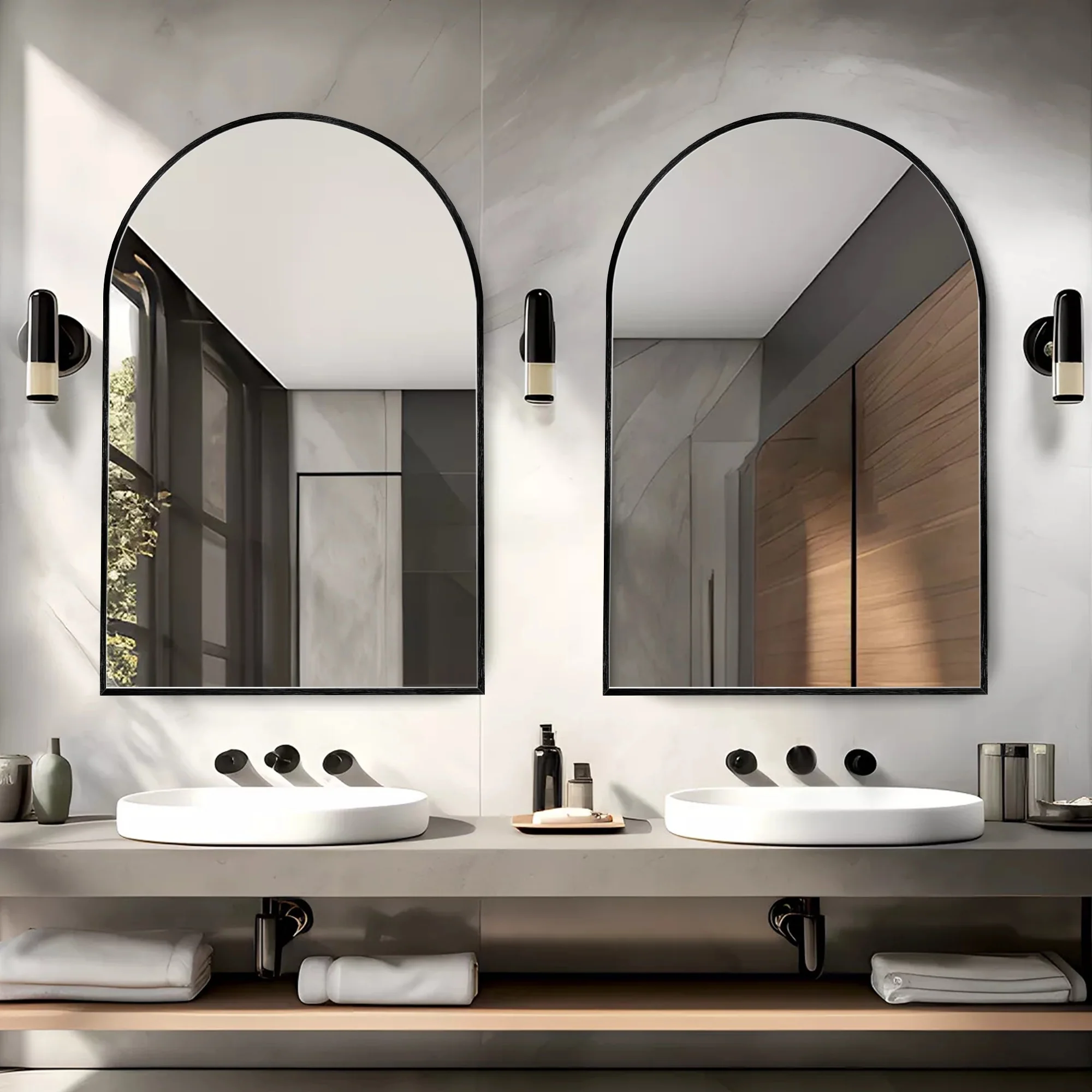 Modern Arch Aluminum Bathroom Wall Mirror, Wall Mounted Vanity Mirror for Bathroom, Bedroom and Home Decor - Image 8