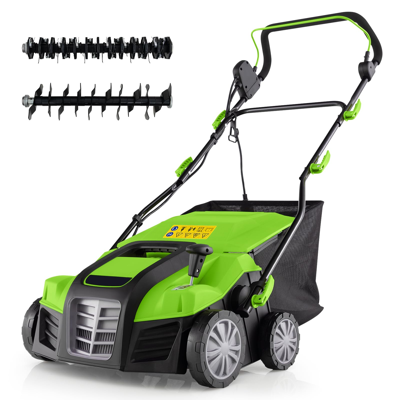 2-in-1 Electric Scarifier and Lawn Dethatcher, 16-Inch 15A Corded Dethatcher with 14.5-Gallon Collection Bag - Image 4