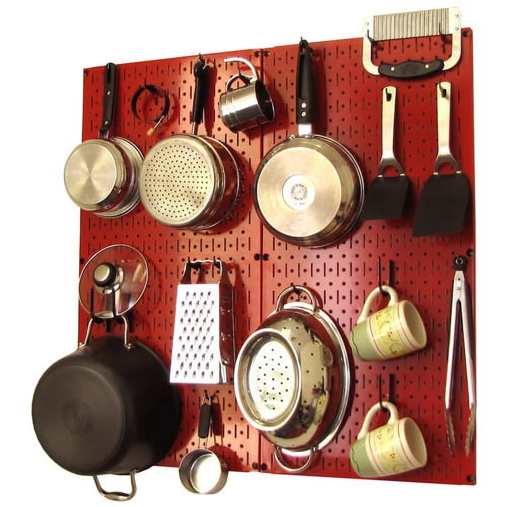 Wall Control Kitchen Pegboard Organizer Pots and Pans Pegboard Pack Storage and Organization Kit with Orange Pegboard and Blue Accessories - Image 3