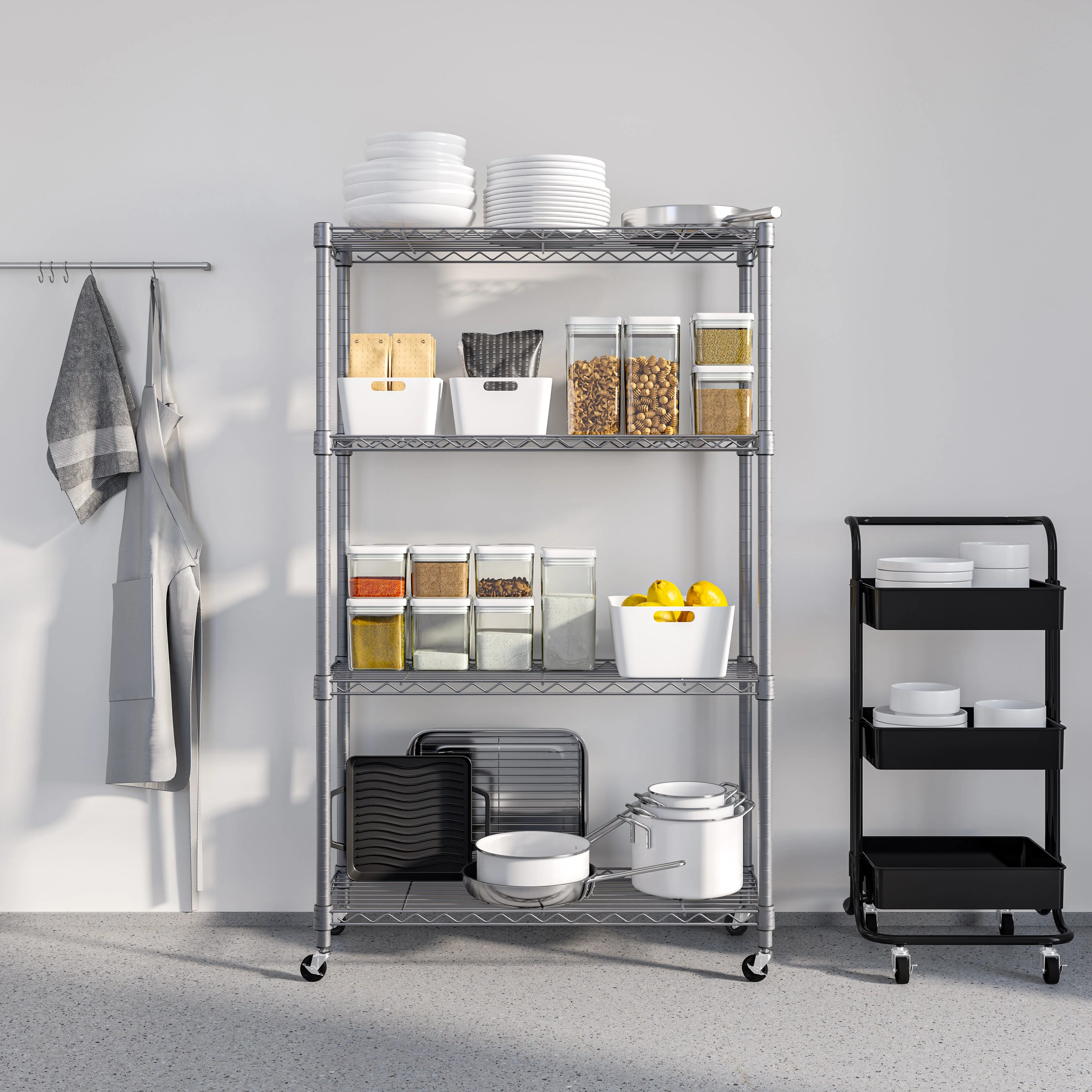 Seville Classics Solid Steel Wire Shelving Storage Unit Adjustable Shelves Organizer Rack, for Home, Kitchen, Office, Garage, Bedroom, Closet, Silver, 4-Tier, 36" W x 14" D - Image 5