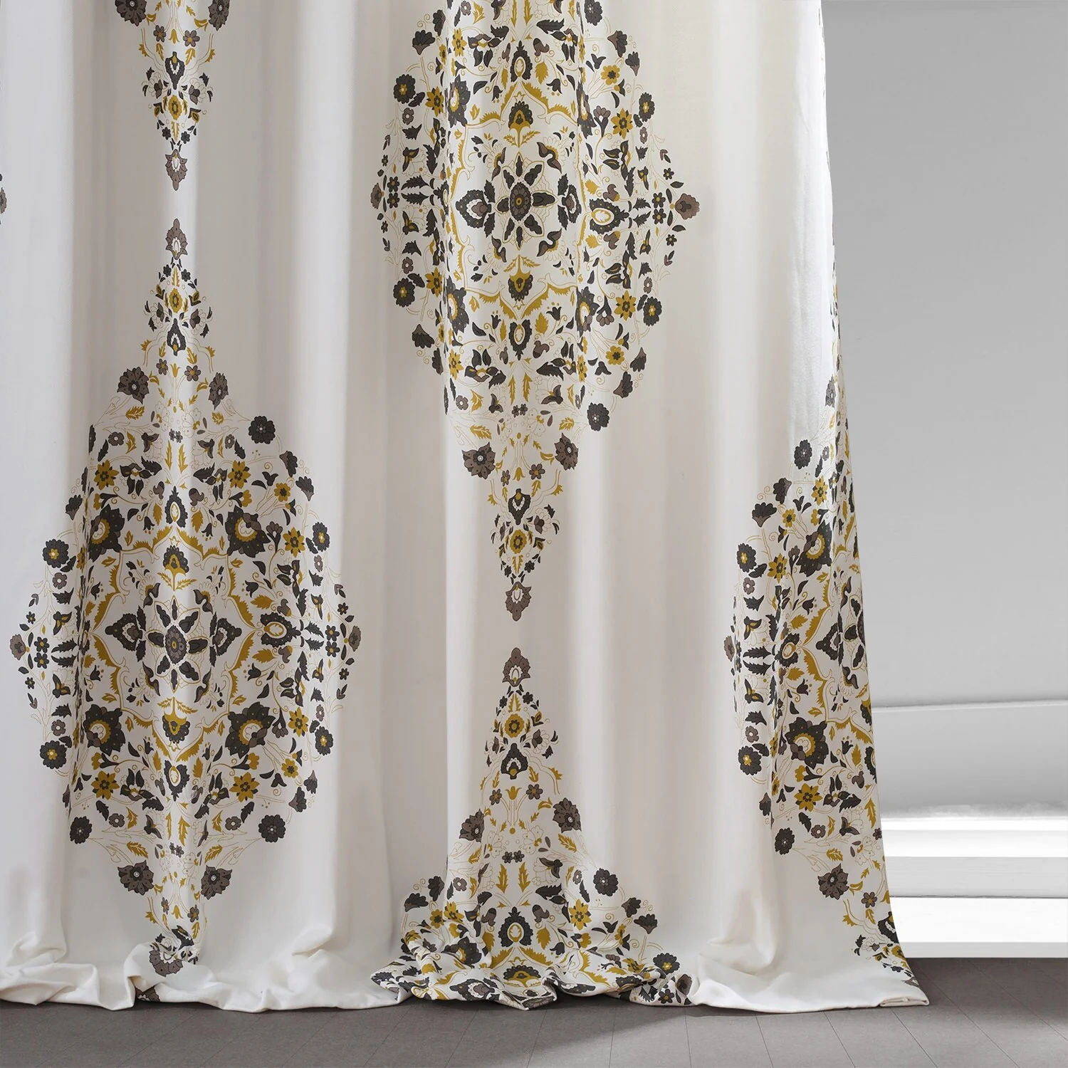 Medallion Damask Printed Cotton Room Darkening Curtain Panel, 1 Piece - Image 29