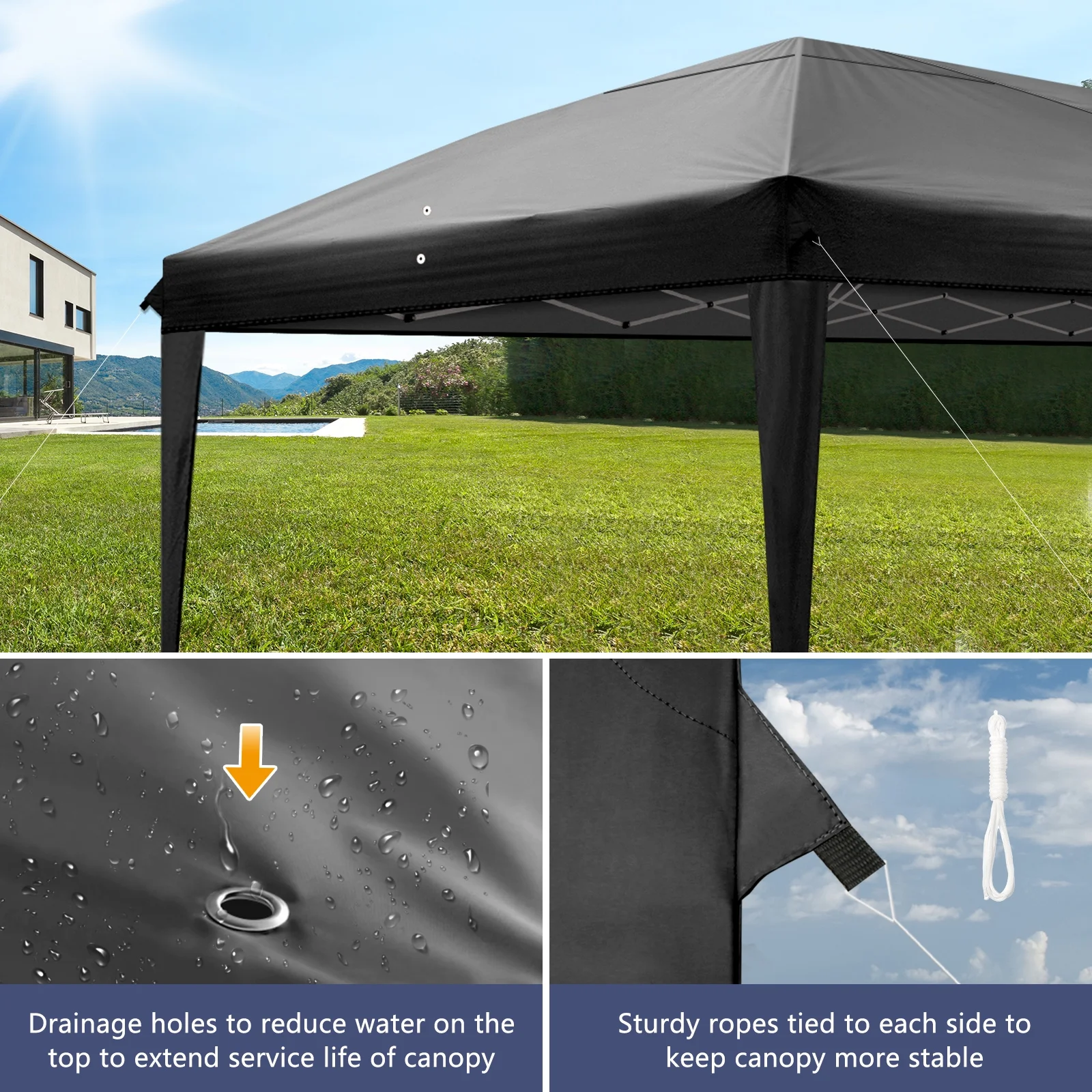 UBesGoo Ez Pop Up Patio Canopy Tent Gazebo Outdoor Party with 6 Sidewalls 10 x 20 ft Blue - Image 28