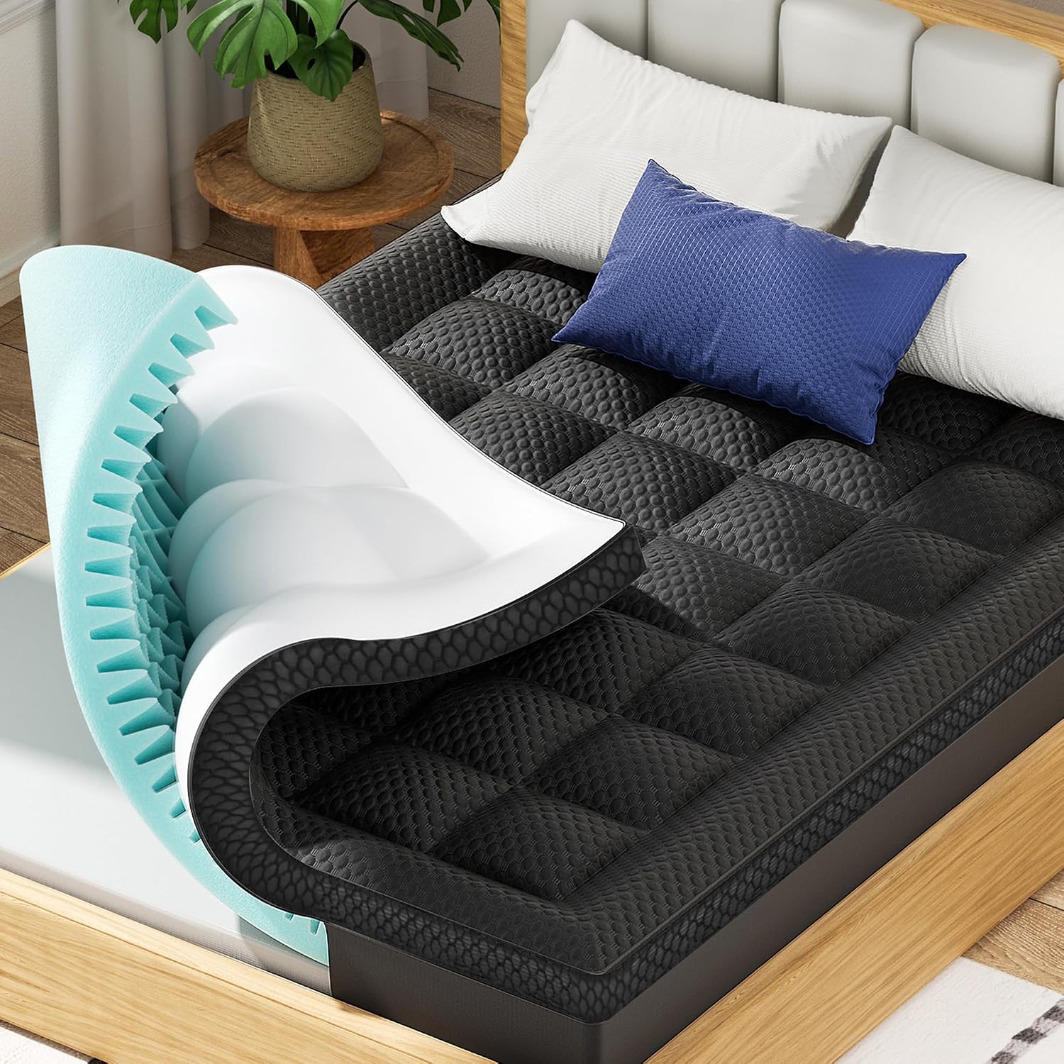 Dual Layer King Size Memory Foam Mattress Topper - Image 2