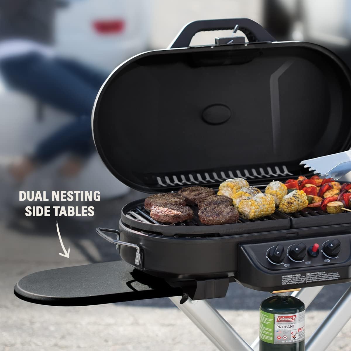 Portable Stand-Up Propane Grill with 3 Adjustable Burners& Instastart Ignition, 20,000 BTUs of Power for Outdoor Cooking - Image 5