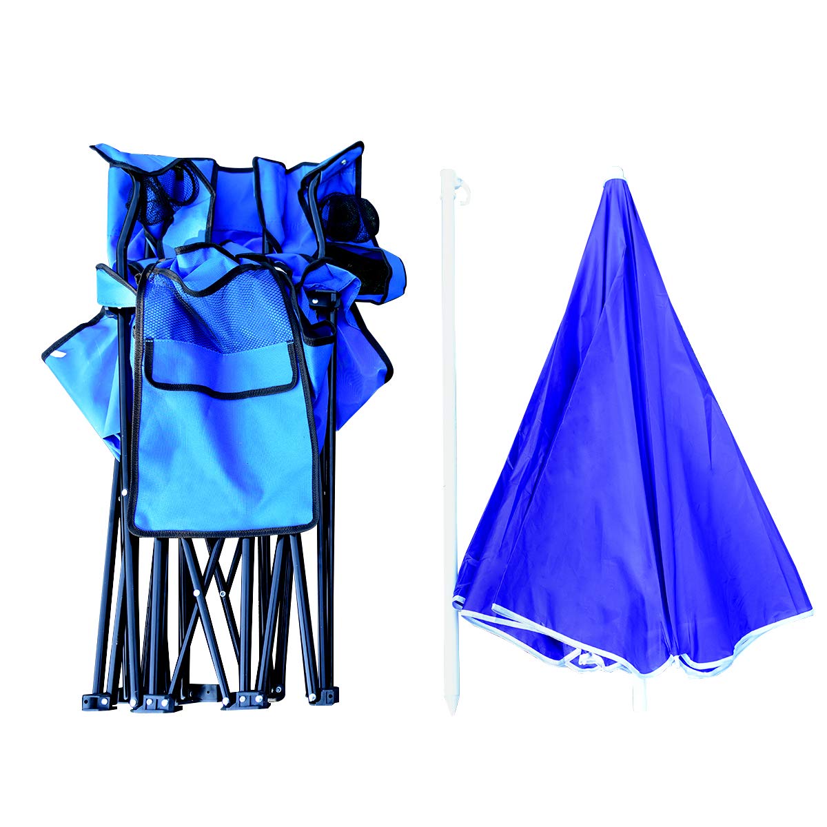 Double Folding Picnic Chairs with Umbrella – Mini Table & Beverage Holder Included - Image 9