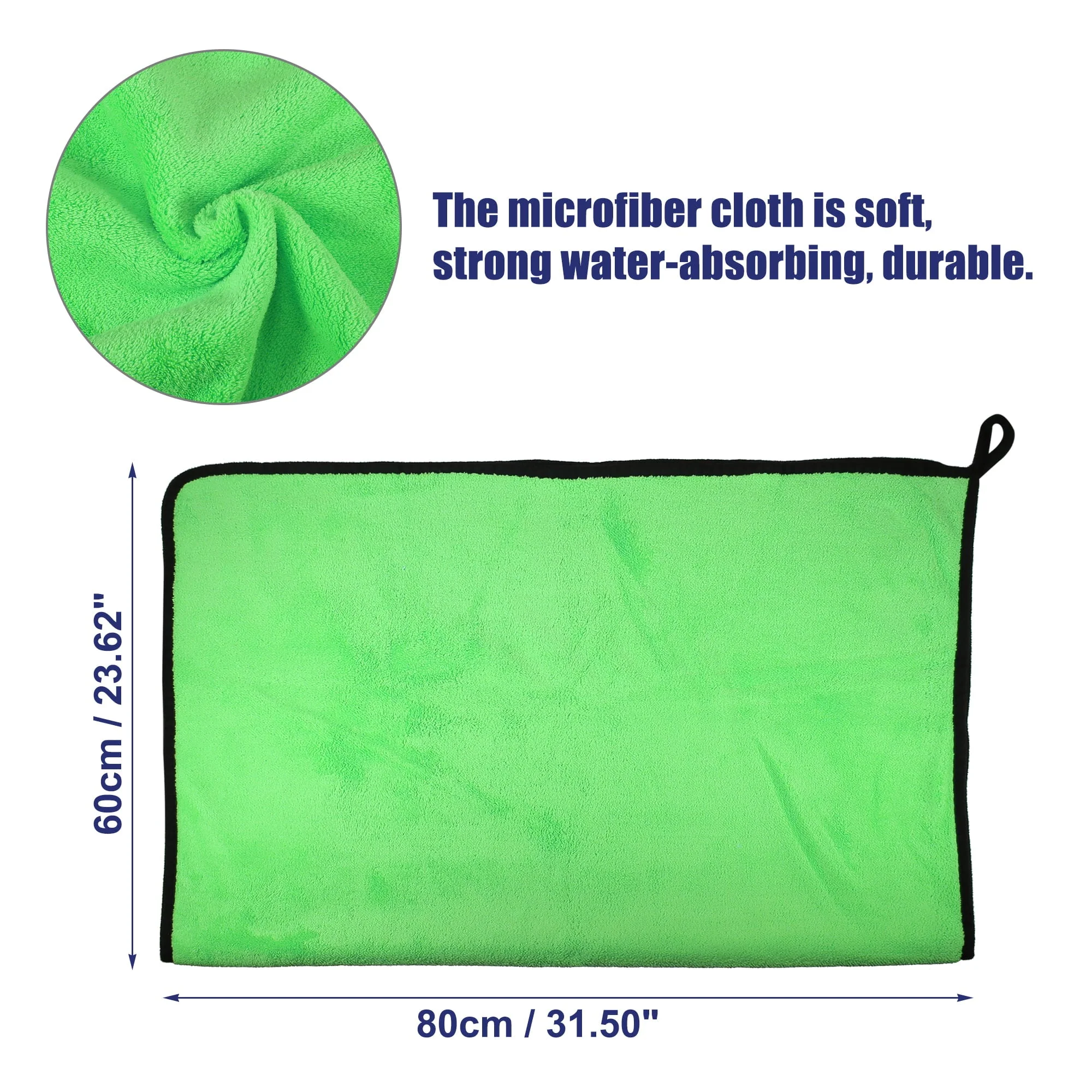 Unique Bargains Microfibre Car Drying Towel 80x60cm Extra Large Car Cleaning Green 2pcs - Image 5
