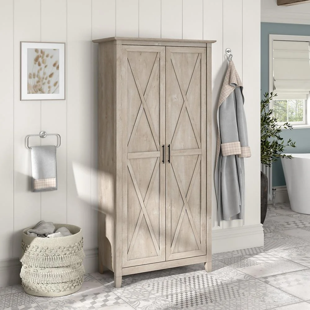 Key West Tall Storage Cabinet with Doors in Bing Cherry - Engineered Wood - Image 29