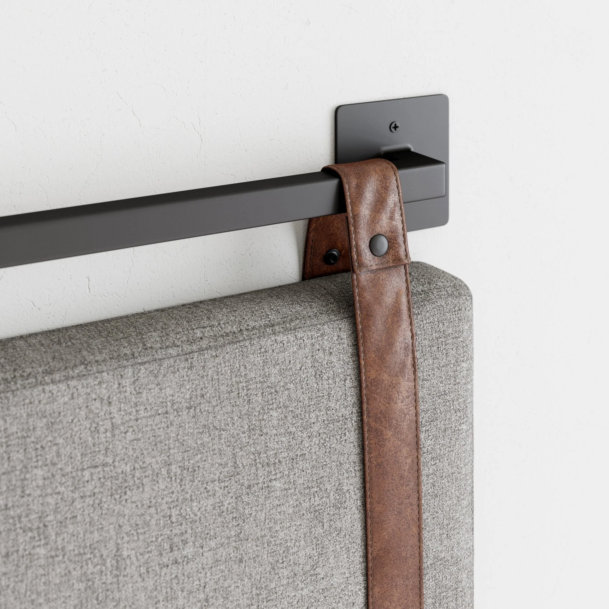 Wall Mount Upholstered Headboard with Metal Rail - Modern Bedroom Headboard - Image 12
