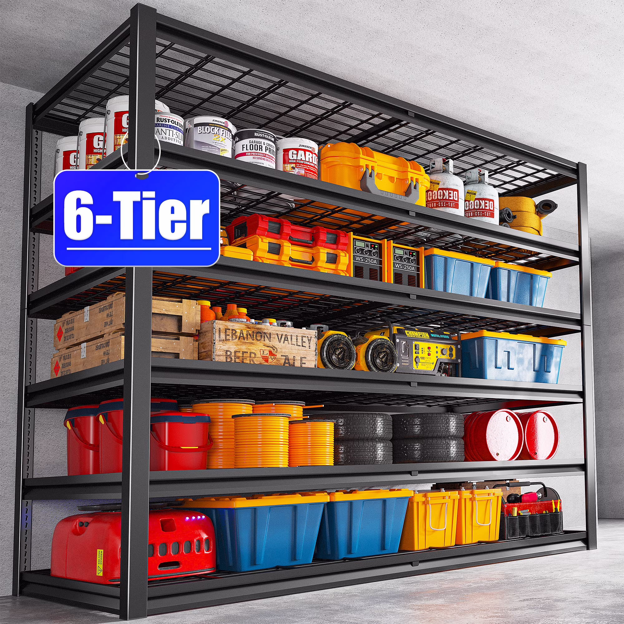 REIBII 55" W Wire Shelving Garage Shelves Heavy Duty 3000lbs Adjustable 5-Tier Storage Rack - Image 3