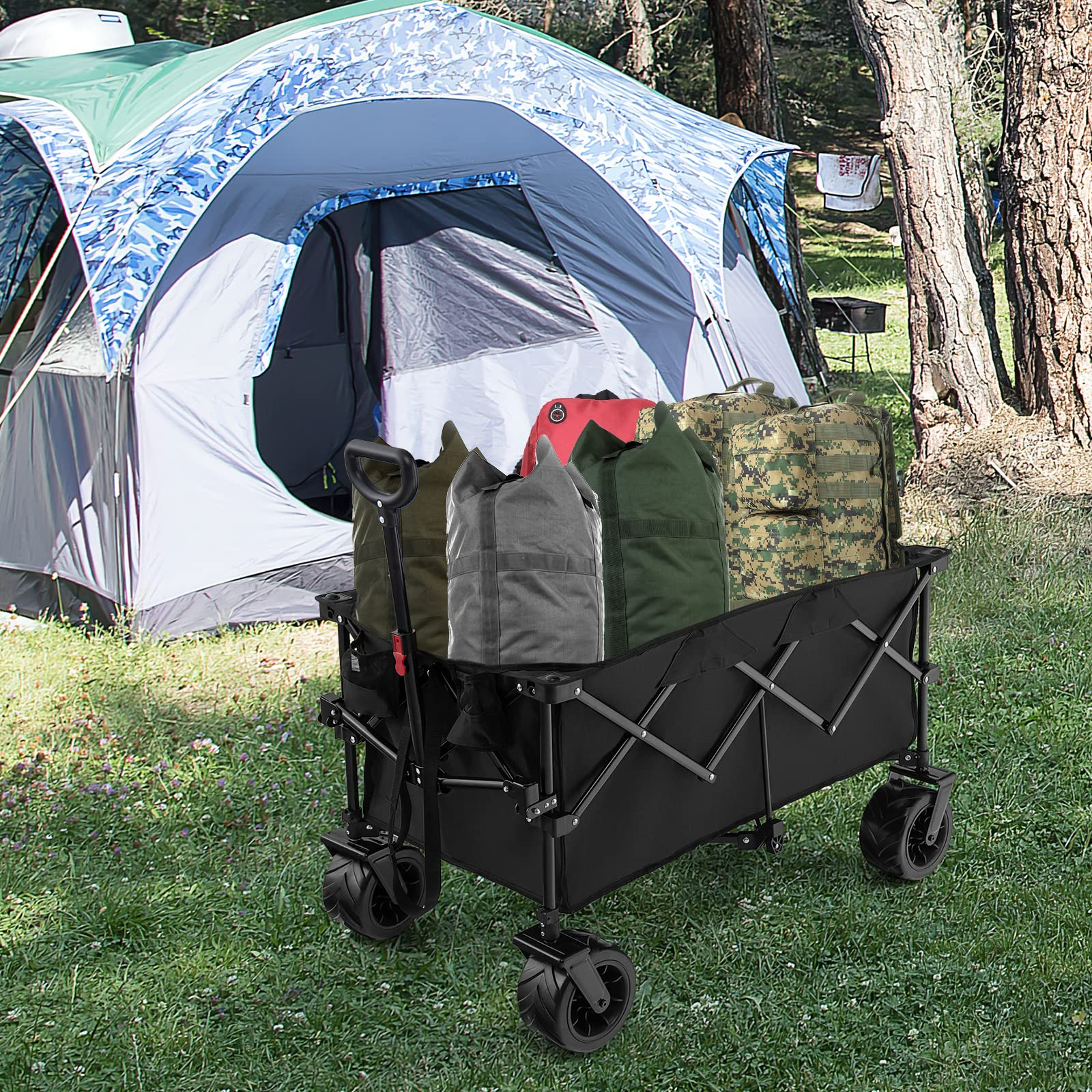 Collapsible Folding Wagon – Heavy Duty Utility Cart with Adjustable Handle - Image 4