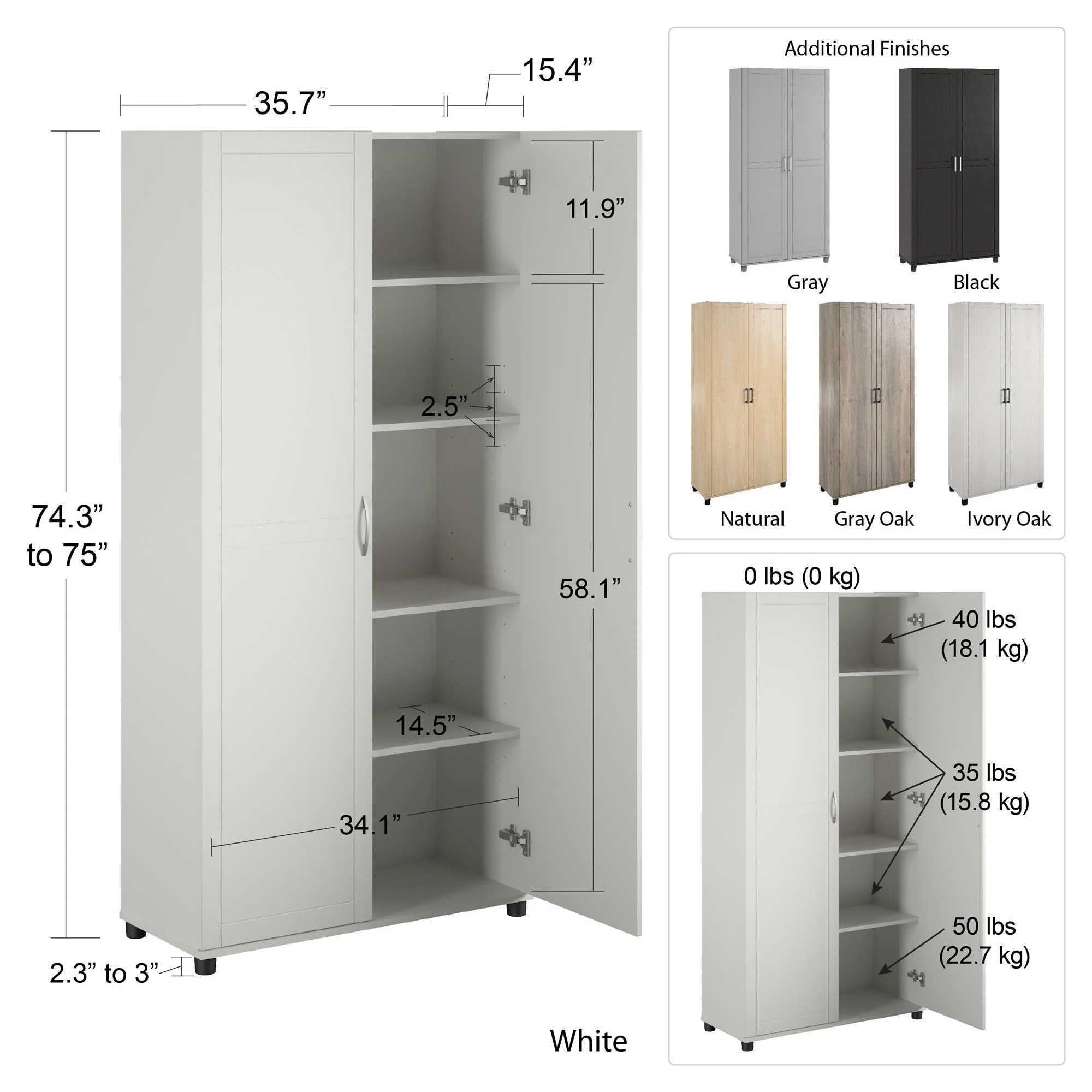 Callahan 36" Utility Storage Cabinet, Black - Image 17