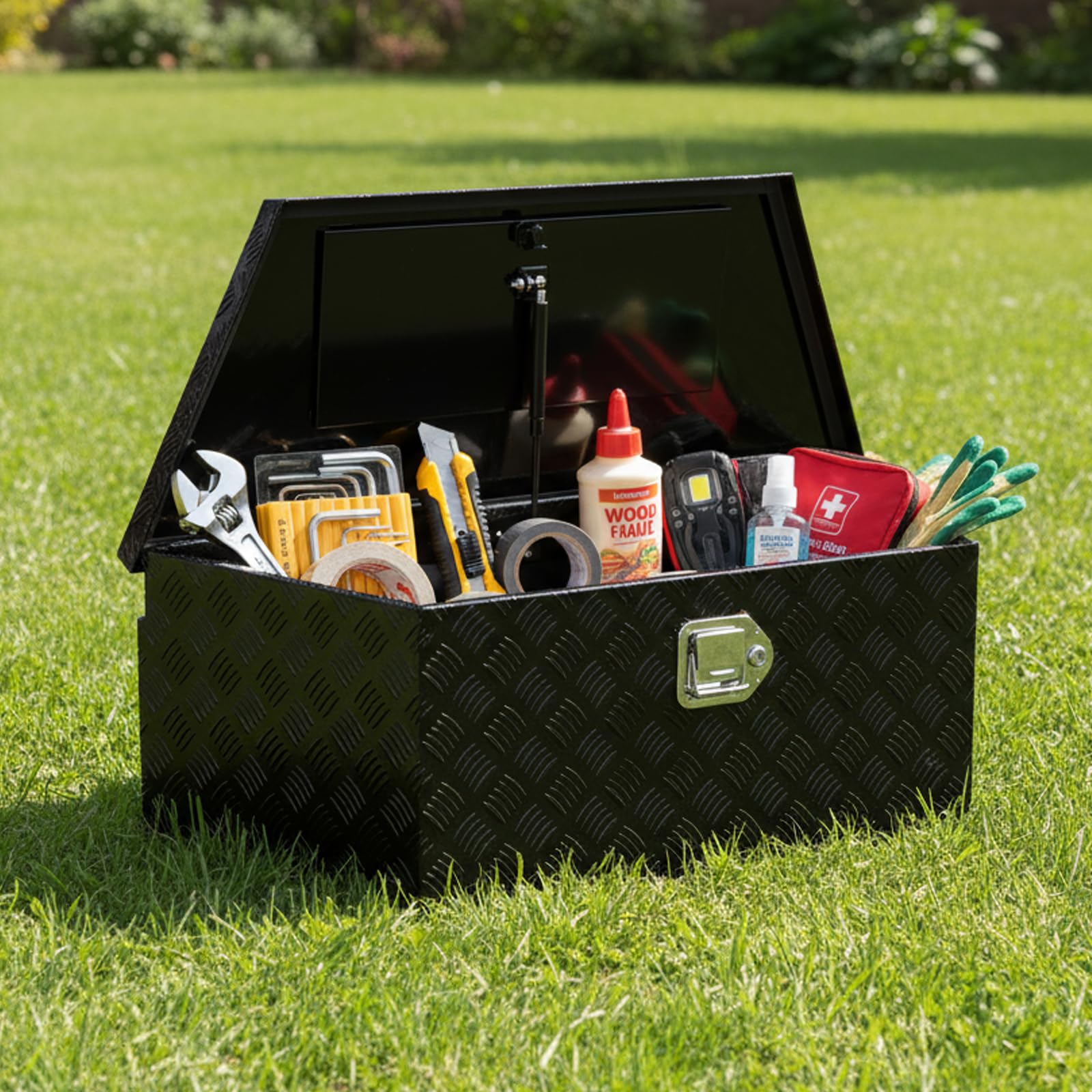 39 inch Trailer Tongue Box,Aluminum Trailer Tool Box for Storage,Trailer Box w/Lock and Keys,Heavy Duty Waterproof Black Box - 39 X 15 X 12 inch - Image 3