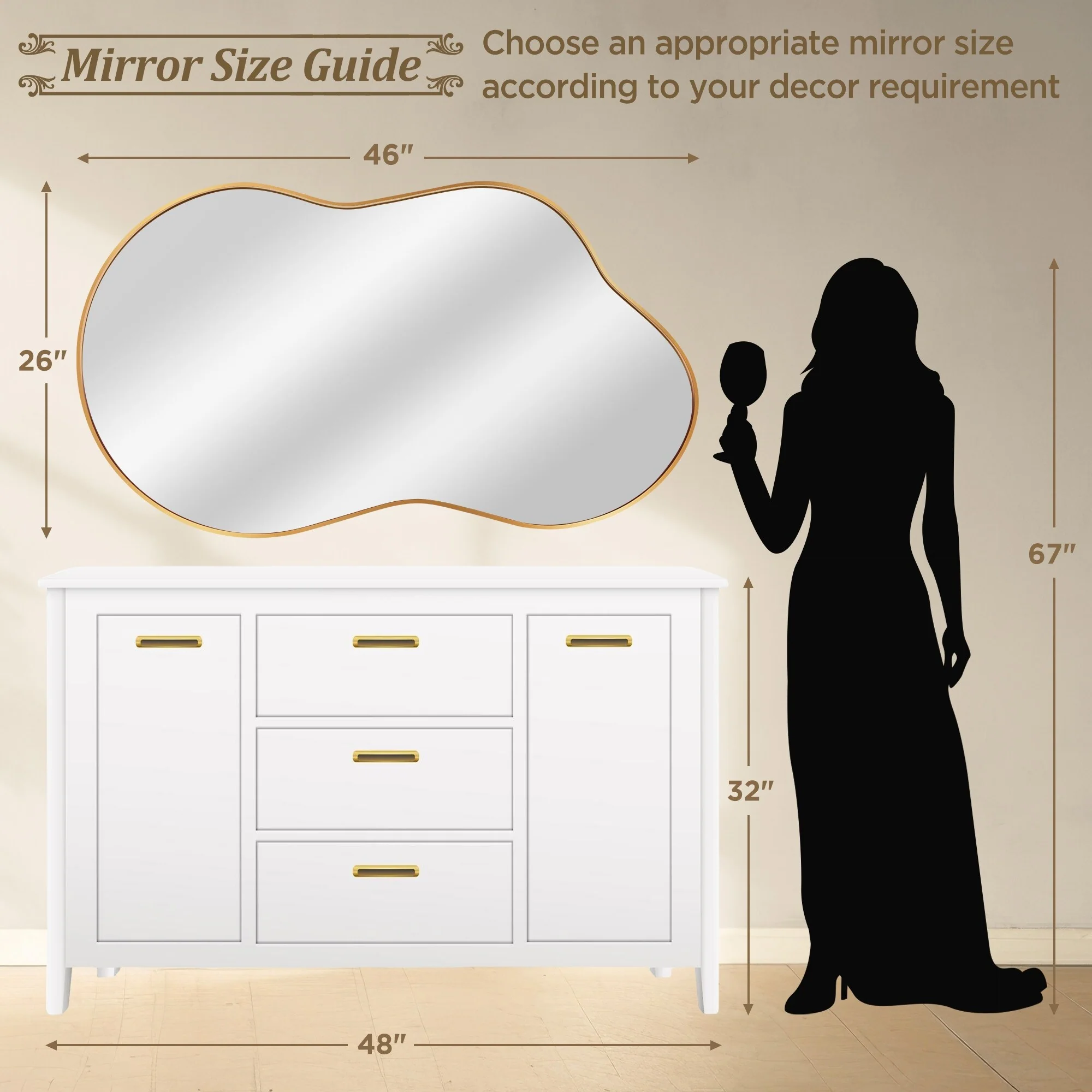 Asymmetrical Irregular Wall Mirror, Modern Decorative Accent Mirror for Living Room, Bedroom and Entryway - Image 28