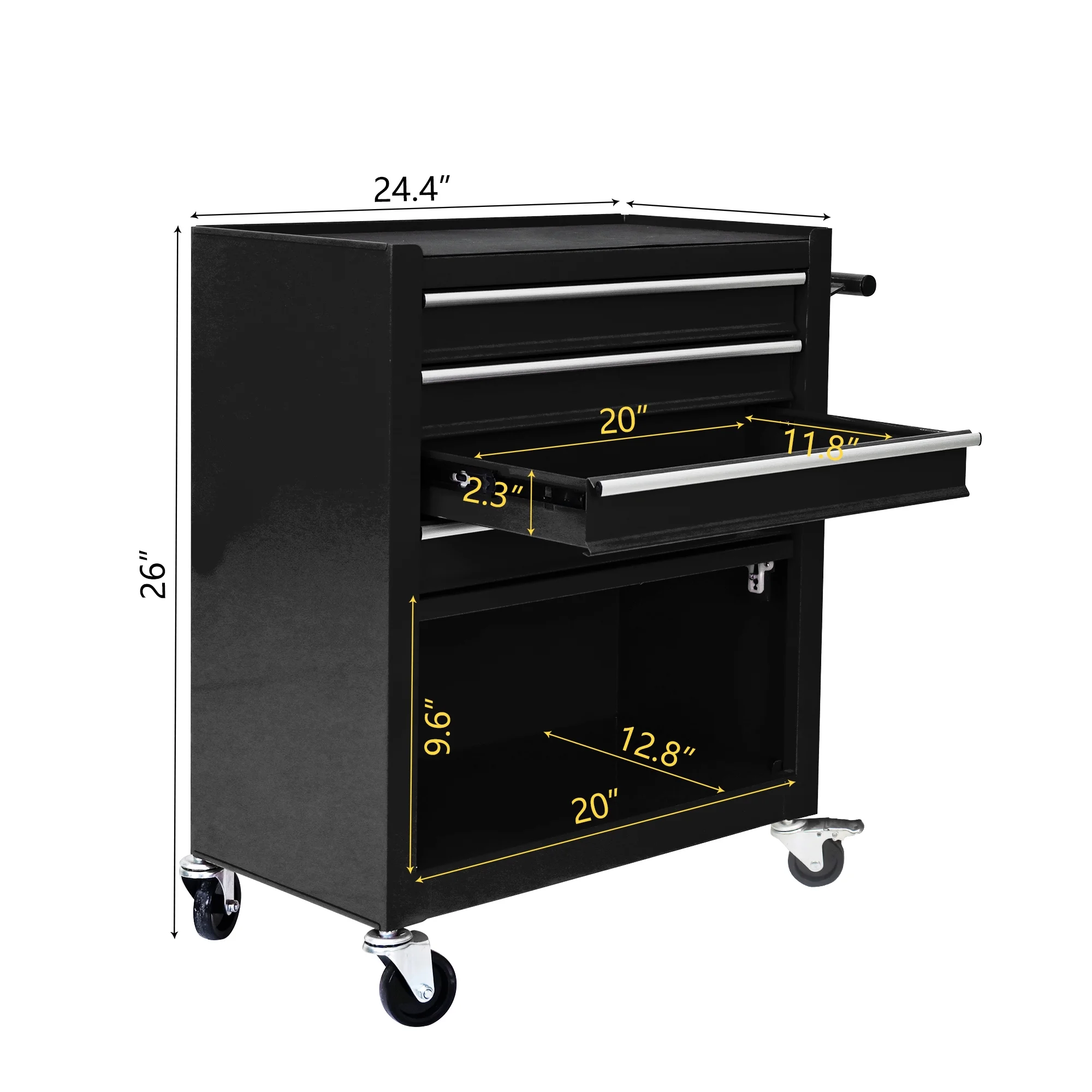 4 Drawers Multifunctional Tool Cart with Wheel Steel Tool Chest Storage Cabinet - Image 21