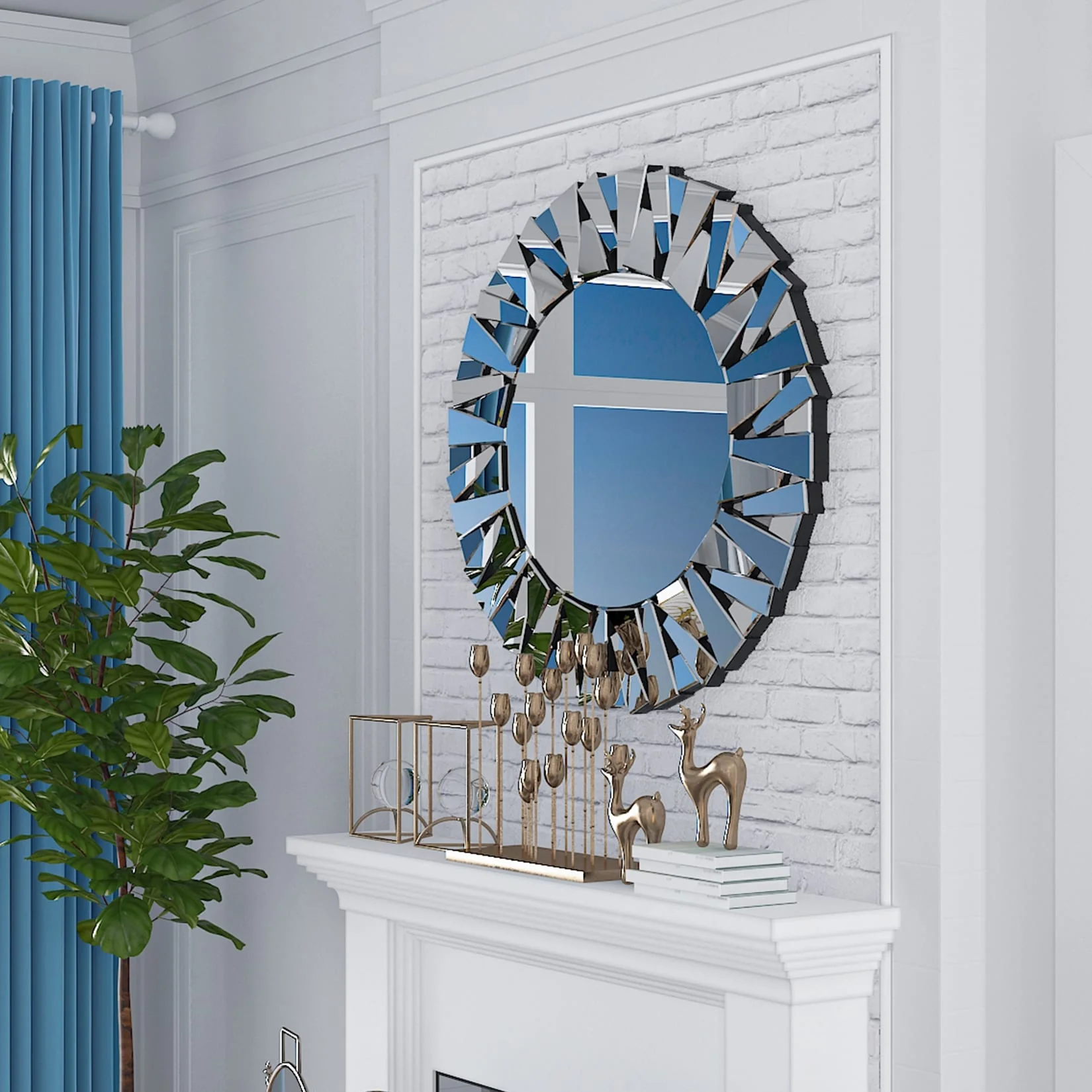 32 Inch Round Decorative Wall Mirror, Glass Accent Mirror for Home Decor - Image 7
