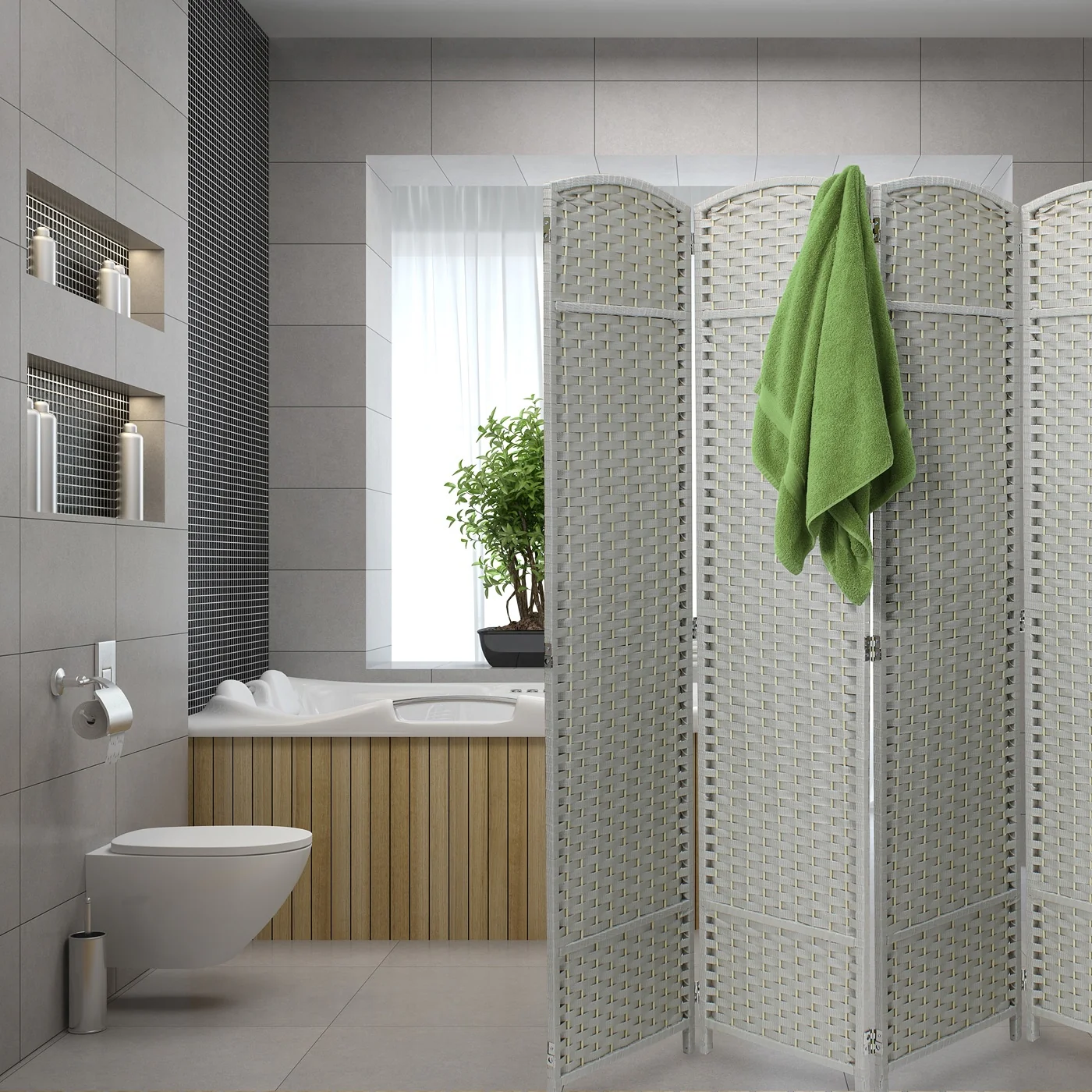 Tall Folding Room Divider Screen, Portable Privacy Partition Wall Panel for Bedroom, Living Room and Office - Image 7