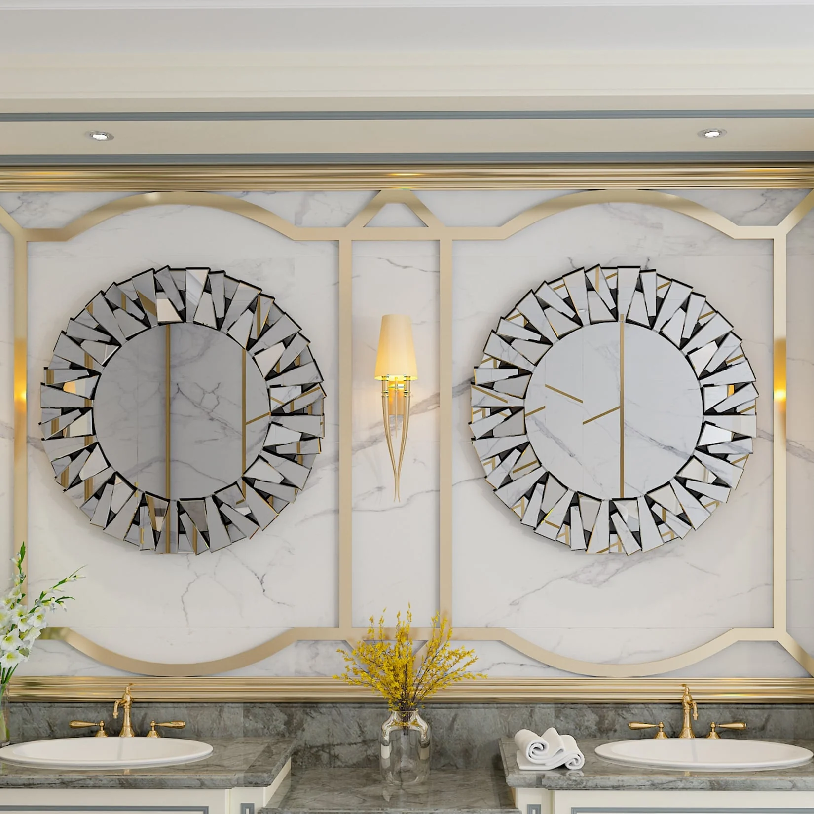 32 Inch Round Decorative Wall Mirror, Glass Accent Mirror for Home Decor - Image 9