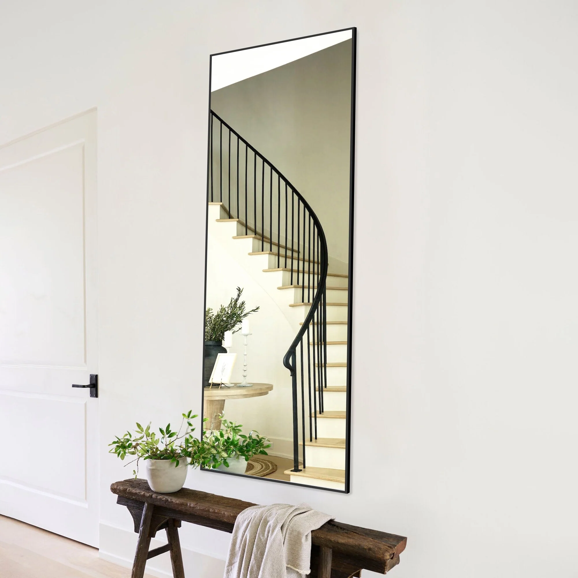 64x21 Full Length Floor Mirror, Large Full Body Aluminum Alloy Frame Standing Mirror with Stand and Wall Mount Option - Image 8