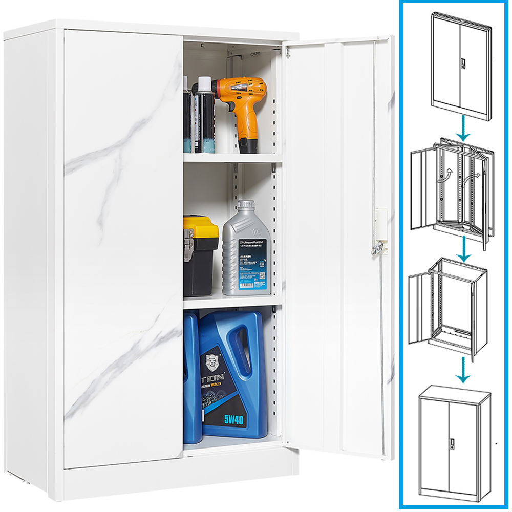 Metal Storage Cabinet with Locking Doors and Adjustable Shelf, Folding Filing Storage Cabinet, Rolling Storage Locker Cabinet for Home Office,School,Garage, White - Image 2