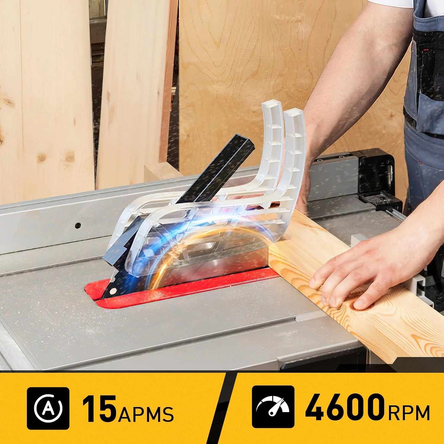 MarvTool 10-inch 15Amp Table Saw 45&90 Degree Cutting Range Lightweight Portable Table Saw - Image 4