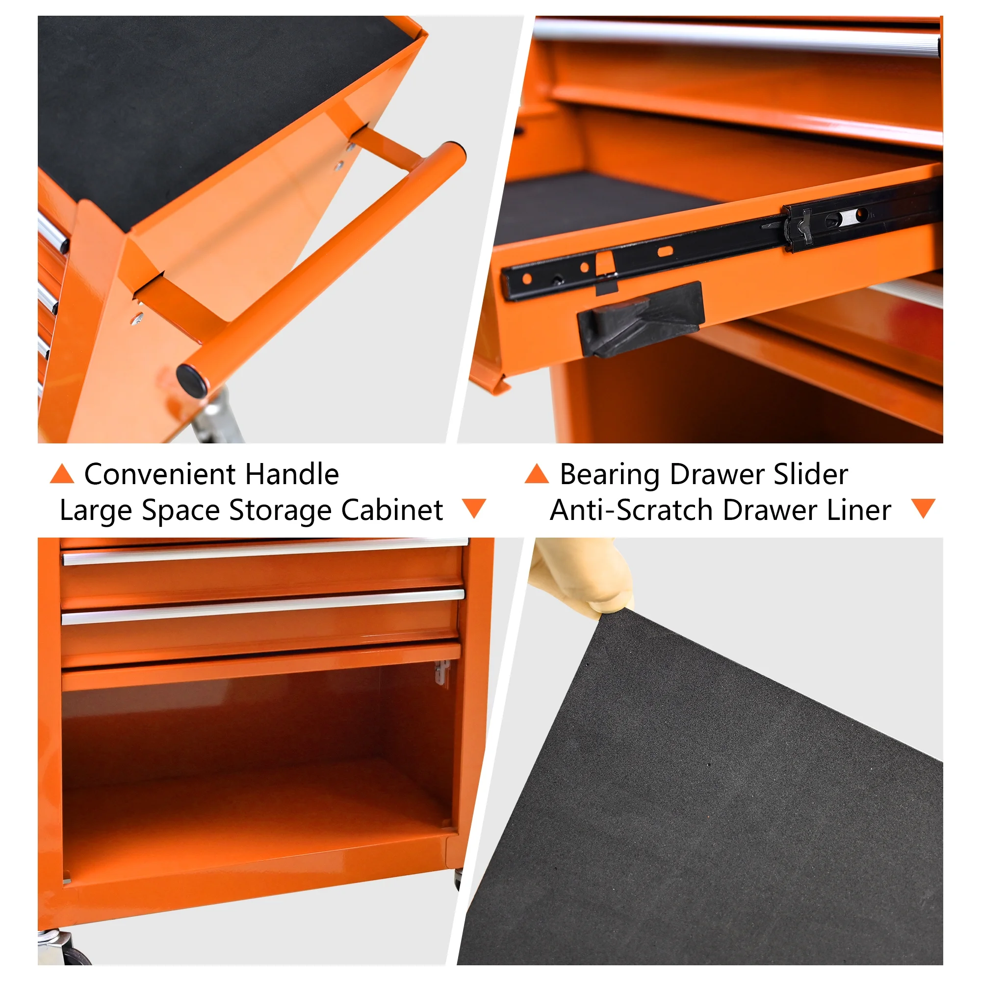 4 Drawers Multifunctional Tool Cart with Wheel Steel Tool Chest Storage Cabinet - Image 27