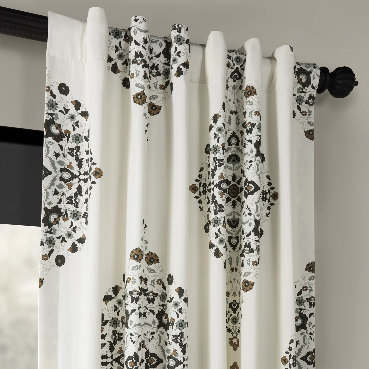 Medallion Damask Printed Cotton Room Darkening Curtain Panel, 1 Piece - Image 18