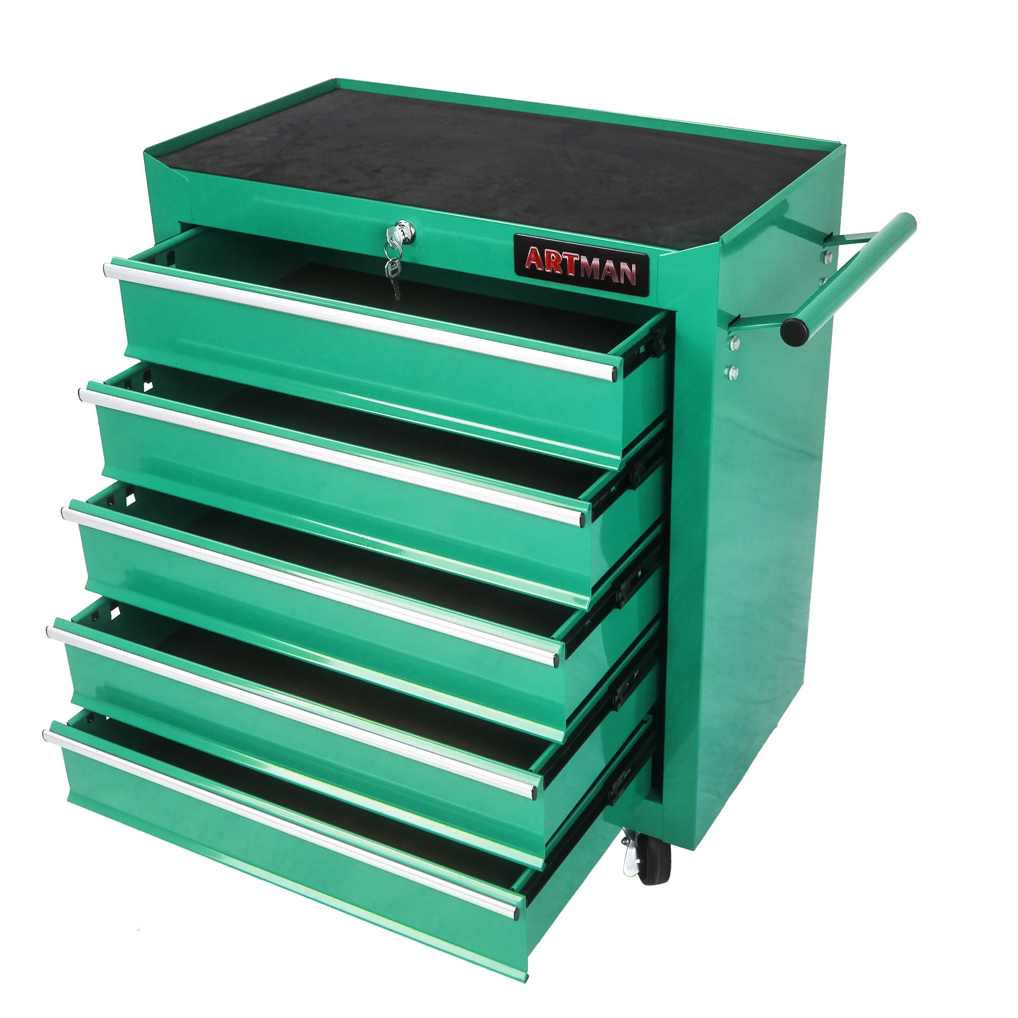 Lisonu 5-Drawer Rolling Tool Chest, Mobile Tool Storage Cabinet with Locking System & Wheels, Heavy-Duty Steel Organizer for Garage and Workshop, Green - Image 8