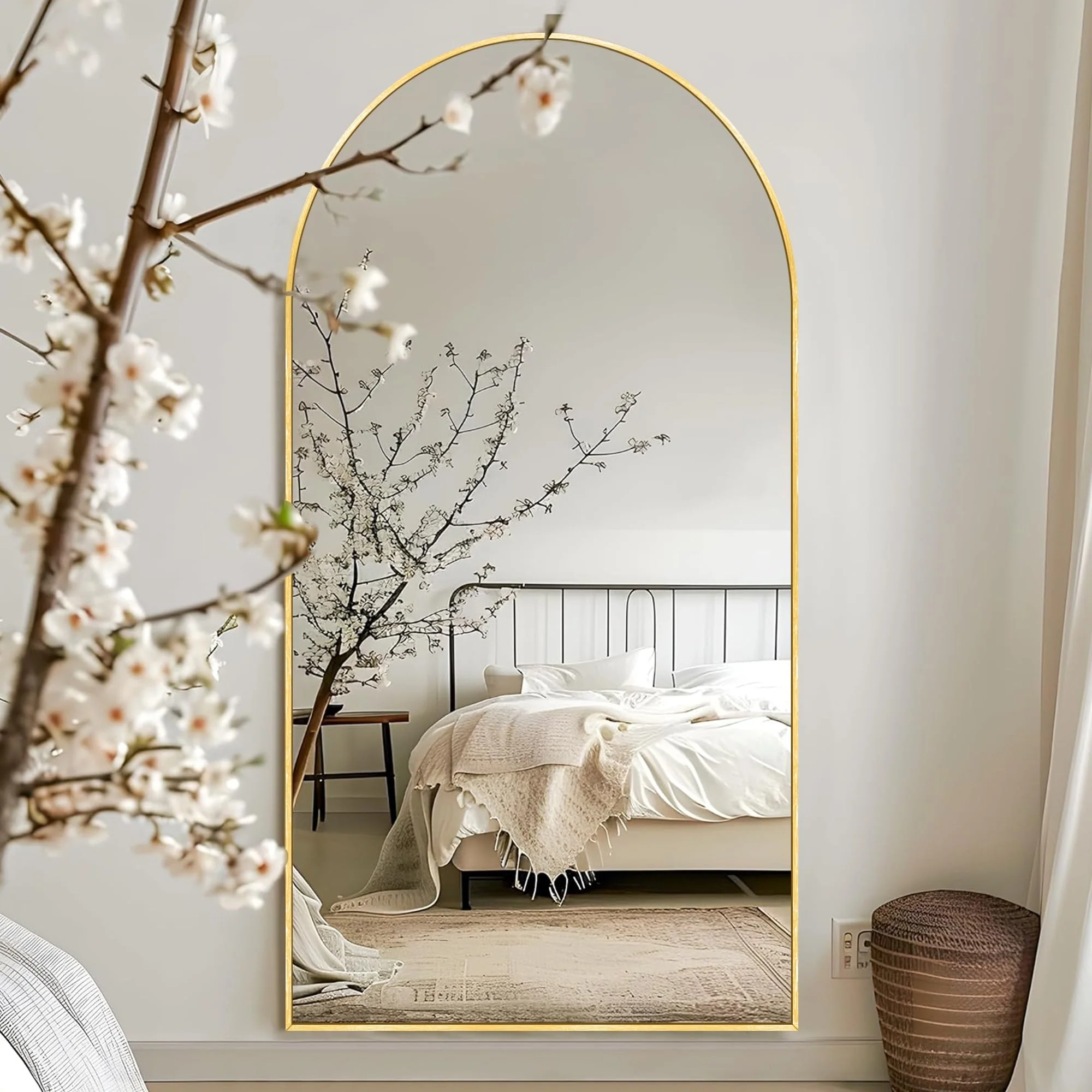 Modern Arched Full Length Floor Mirror, Aluminum Alloy Frame Standing Full Body Mirror - Image 40