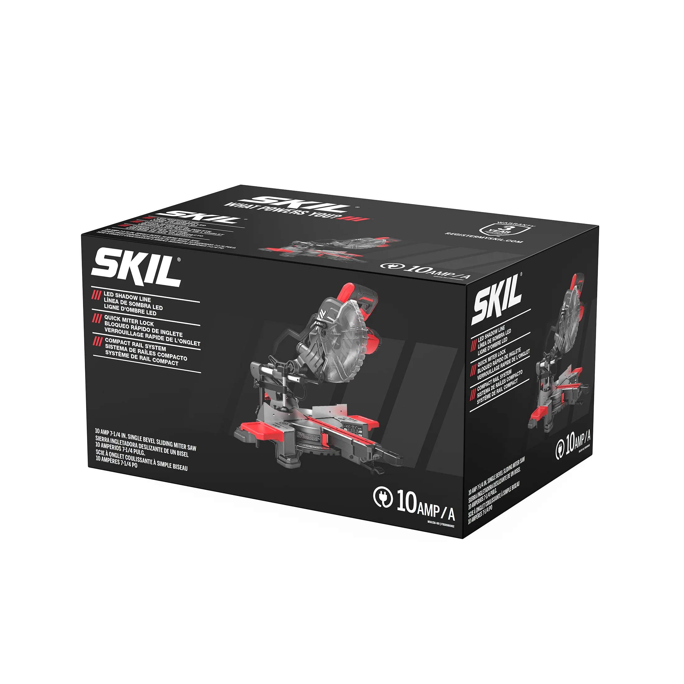 SKIL MS6316-00 10 Amp 7-1/4" Single Bevel Miter Saw with Compact Rail System & LED Shadow Line - Image 2