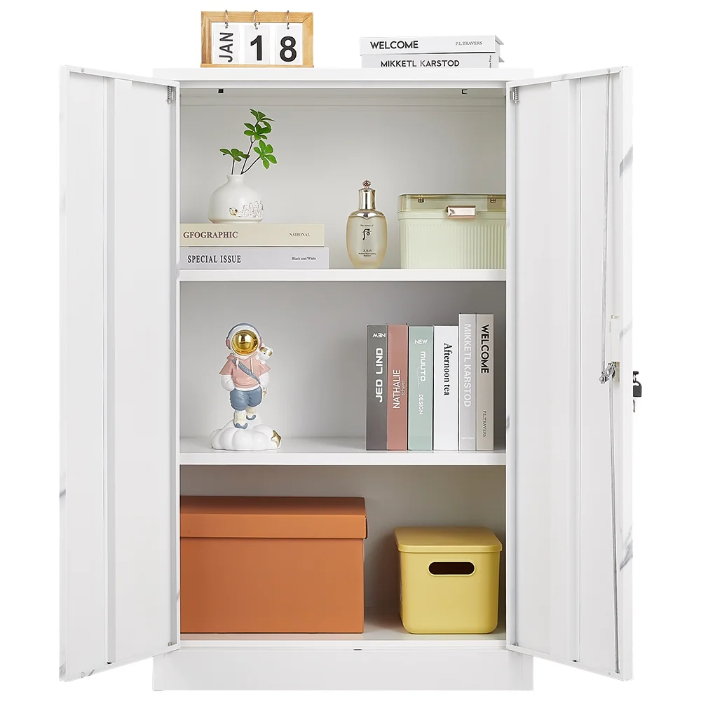 Metal Storage Cabinet with Locking Doors and Adjustable Shelf, Folding Filing Storage Cabinet, Rolling Storage Locker Cabinet for Home Office,School,Garage, White - Image 13