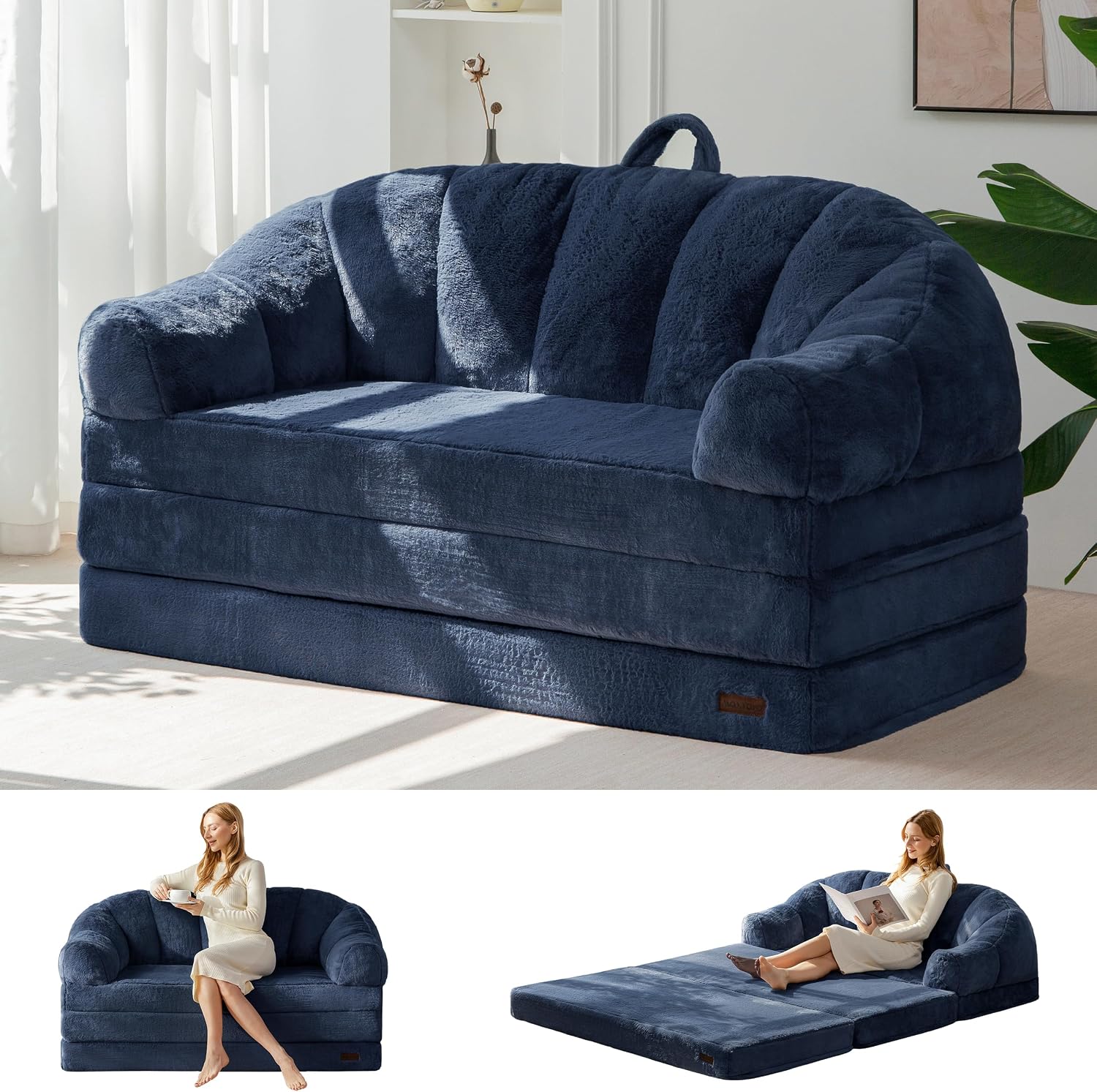 Folding Sofa Bed, 2 in 1 Convertible Sofa to Lounger - Image 10