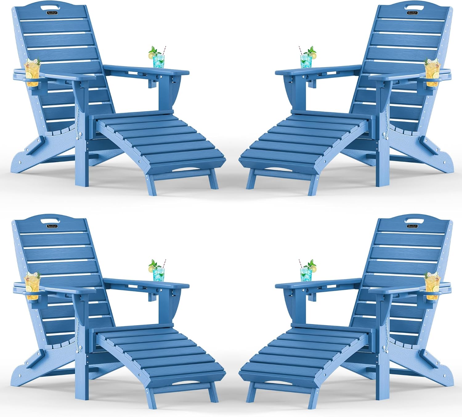 Adjustable Adirondack Chair, Outdoor Fire Pit Chair, Navy Blue - Image 19