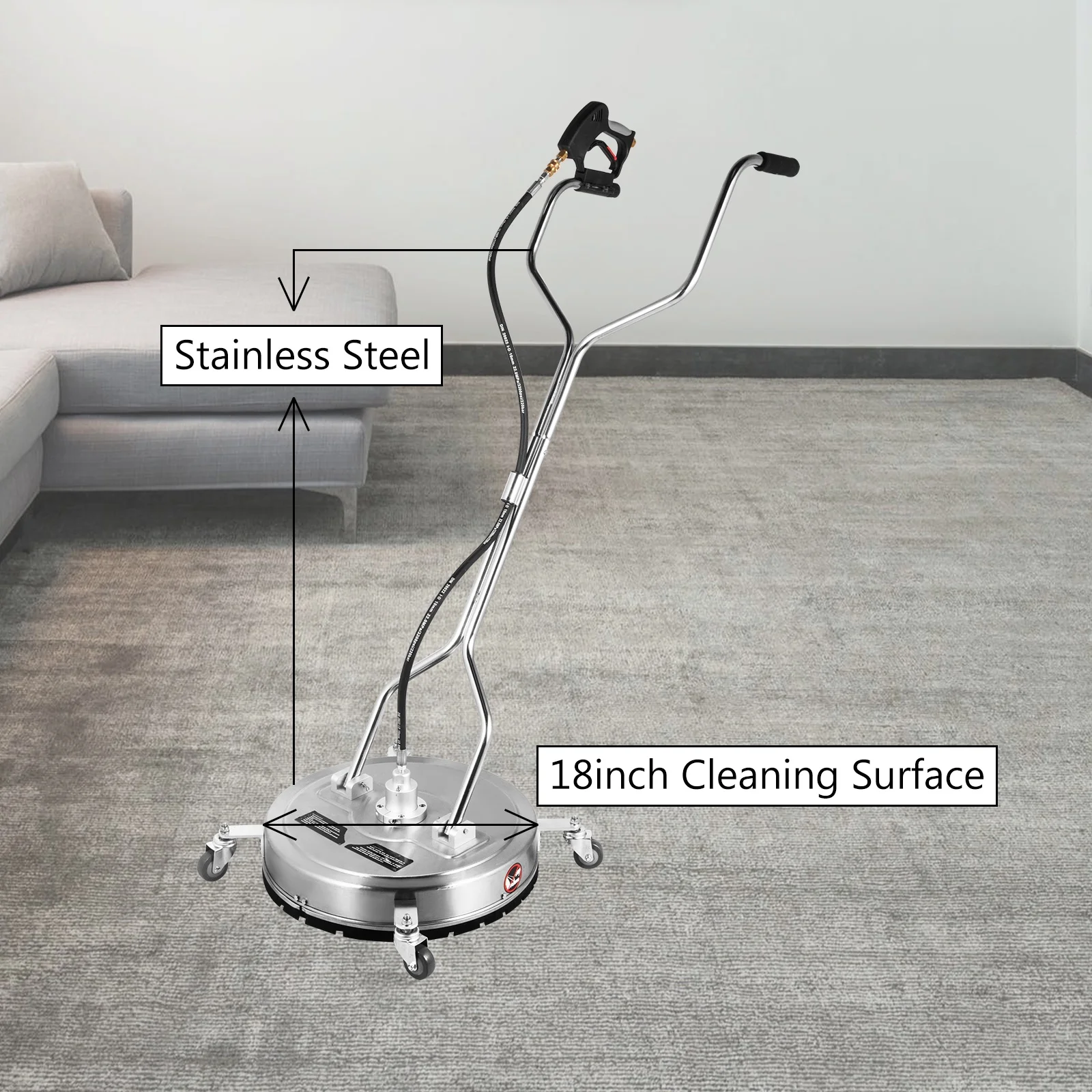 VEVOR 21" Surface Cleaner Pressure Flat Surface Cleaning 4000 PSI Max Working Pressure Flat Surface Cleaner Stainless Steel Rotating Surface Cleaner with 3 Nozzle Front Spray Bar - Image 18