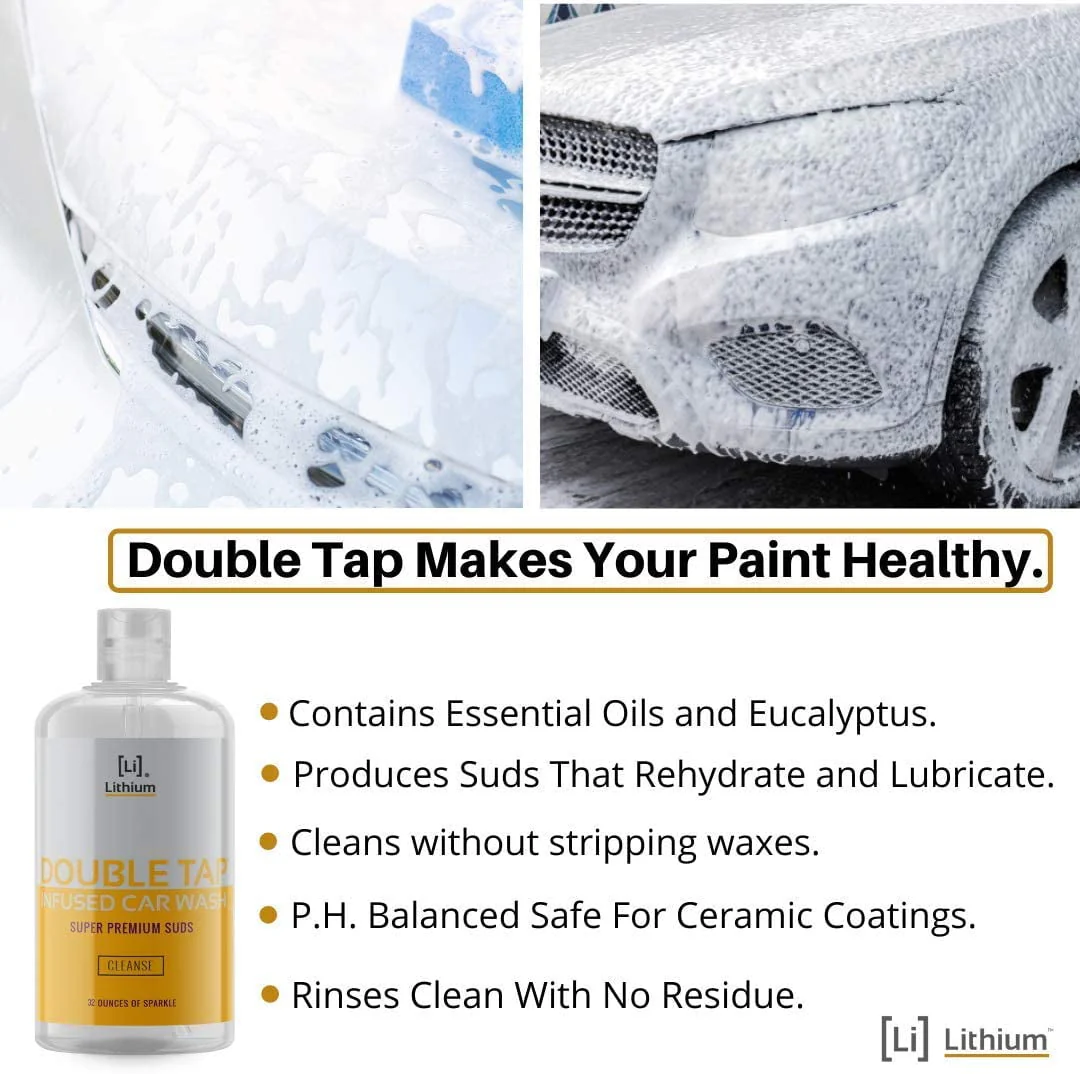 Lithium Double Tap Car Wash Shampoo is An Extremely Unique Blend of PH Balanced Cleaning Soap, Essential Oils, and Eucalyptus. A Combination That Lubricates, While It Cleans and Rehydrates your Paint - Image 4